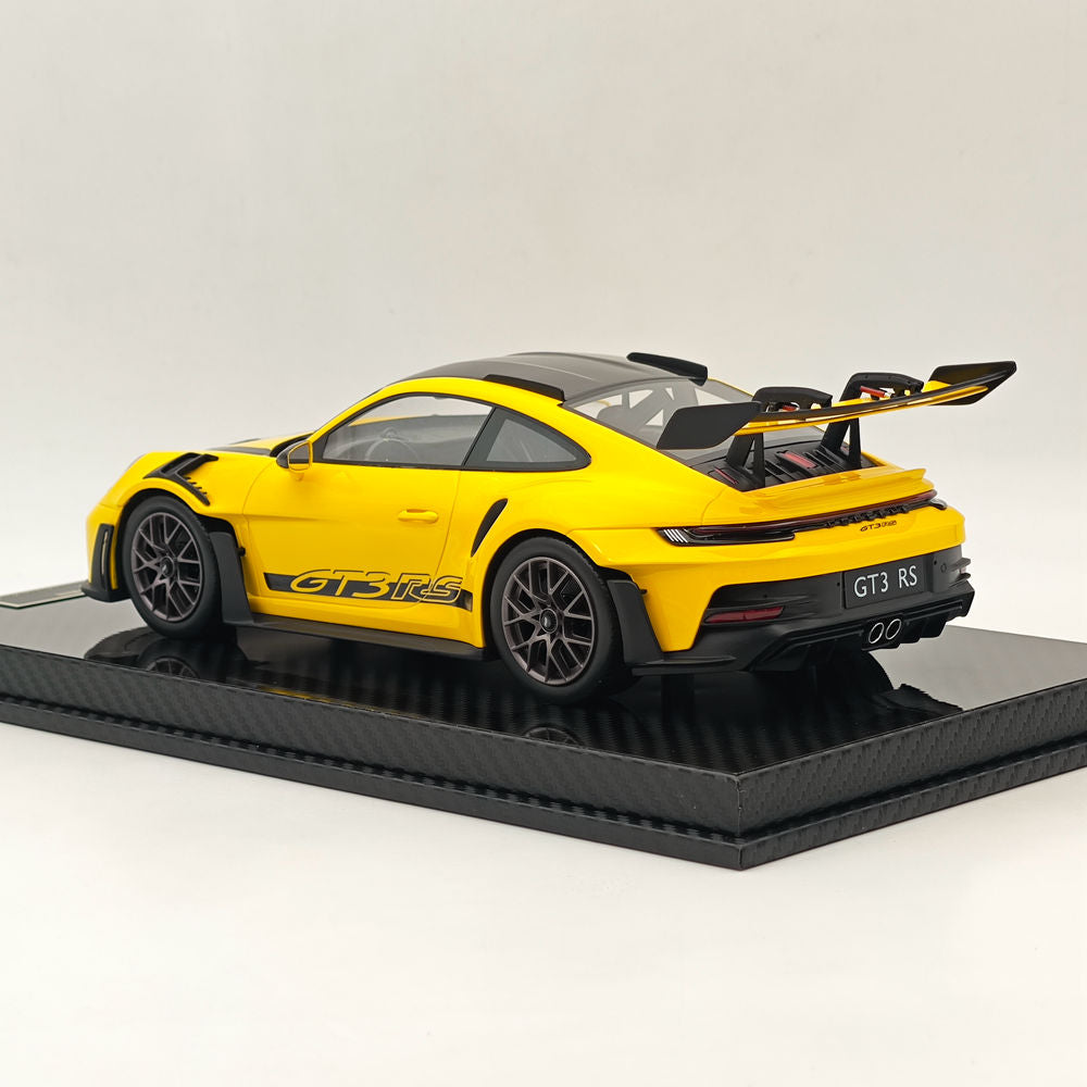 1/18 Scale Porsche 992 GT3 RS Yellow Resin Die-Cast Model Car - High Quality Collectible for Display, Racing Enthusiasts & Gift Giving
