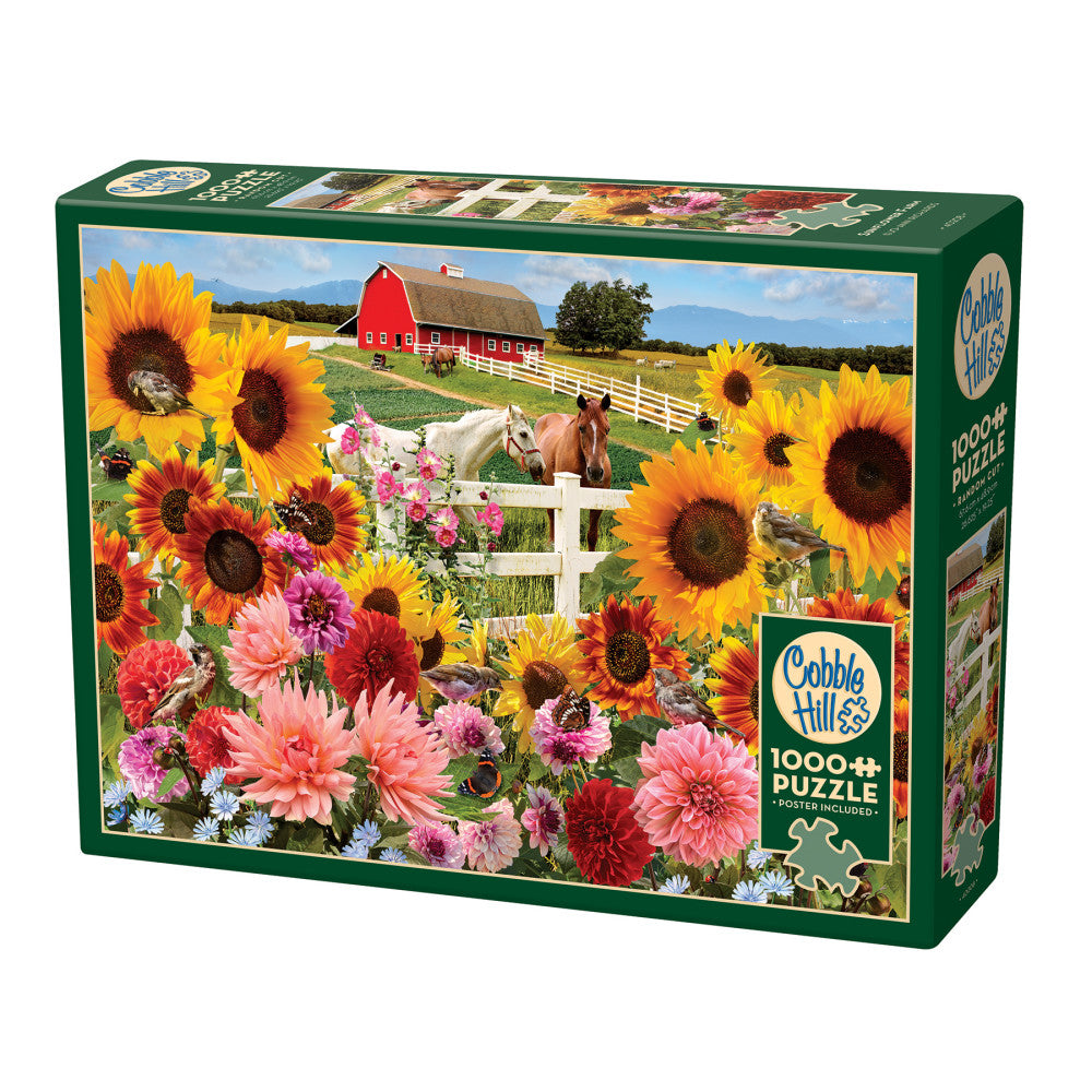 Cobble Hill Sunflower Farm 1000 Piece Jigsaw Puzzle - Eco-Friendly Puzzle for Adults & Teens - Perfect for Family Game Night & Stress Relief