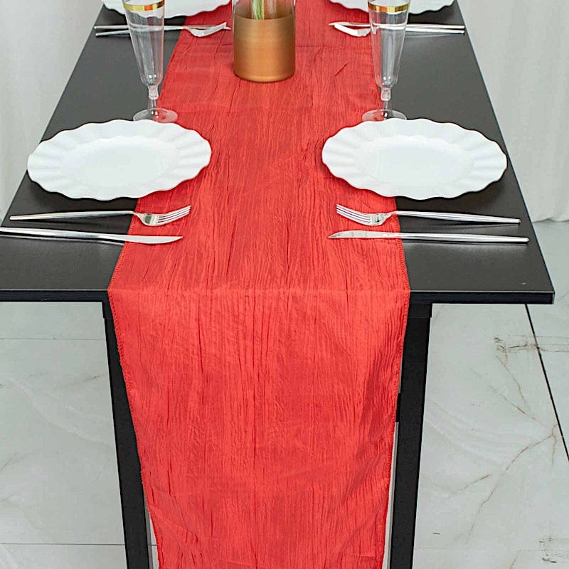 12-Pack 108-Inch Metallic Accordion Crinkled Taffeta Table Runner for Wedding, Party, Holiday & Home Decor - Elegant Dining Table Decorations