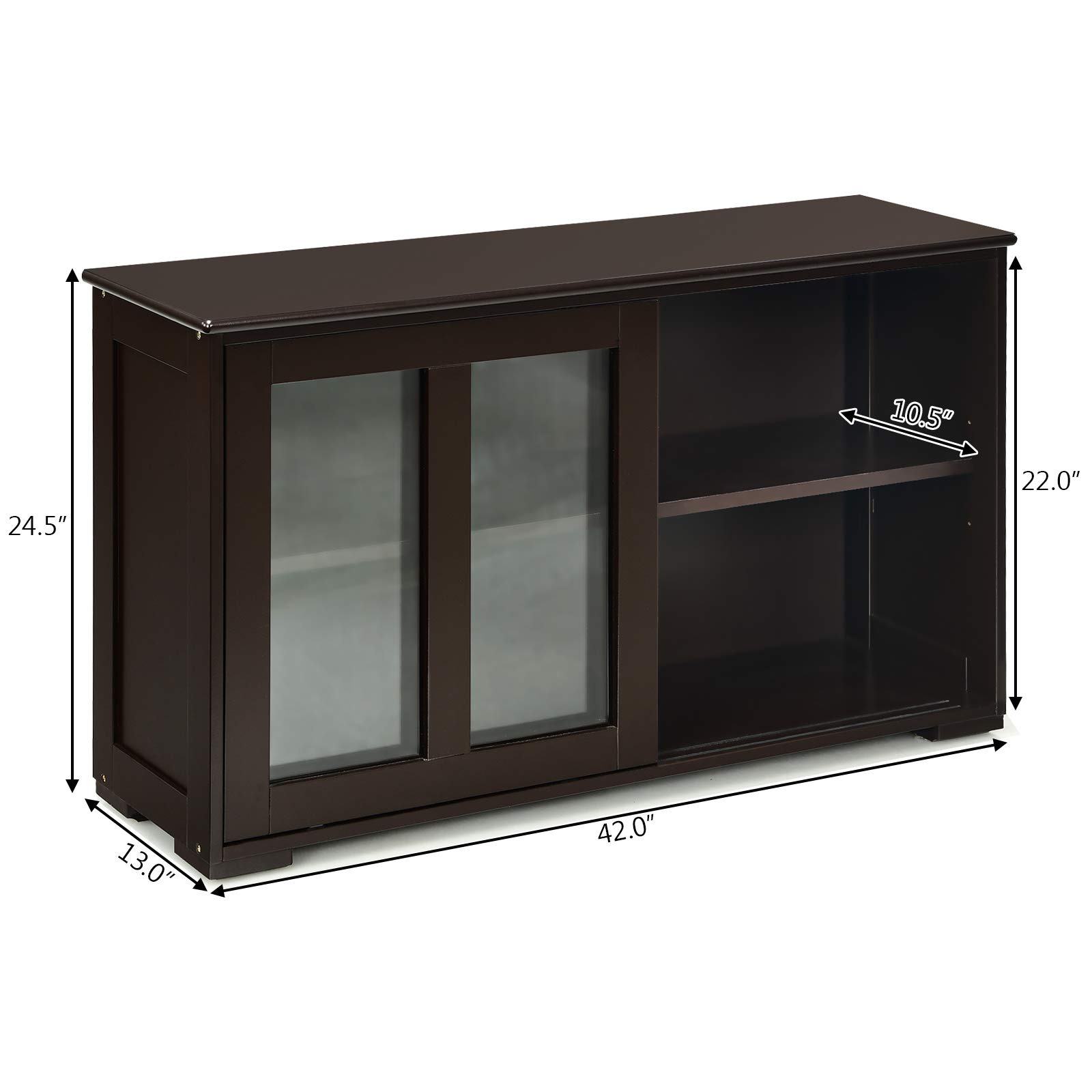 Costzon Wooden Sideboard Buffet Cabinet with Adjustable Shelf & Sliding Glass Doors - Kitchen Storage Cabinet, Coffee Bar Console Table for Living Room, Dining Room, Hallway - Perfect for Home Decor & Entertaining Guests