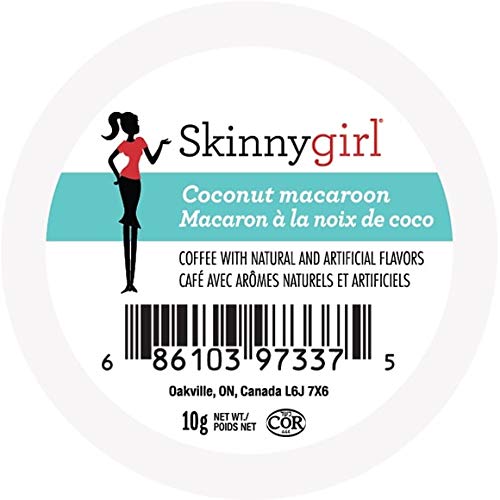 Skinnygirl Coconut Macaroon Flavored Coffee Pods for Keurig K-Cup Brewers - Medium Roast, Single Serve, Hot or Iced, Recyclable K-Cups (24 Count) - Perfect for Home, Office & Morning Coffee Break