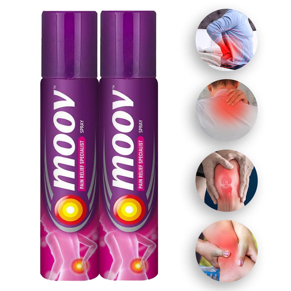 Moov Fast Pain Relief Spray - 50g (Pack of 2) | Natural Ayurvedic Formula for Back Pain, Muscle Pain, Joint & Knee Pain Relief | Sports Injury Recovery Spray for Athletes & Gym Enthusiasts | Perfect for Post-Workout Recovery & Arthritis Discomfort