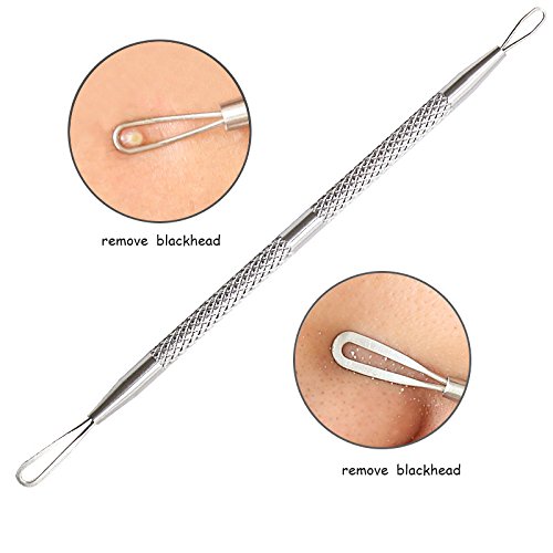 3-in-1 Stainless Steel Blackhead Remover Tool - Double Ended Acne Pimple Extractor & Comedone Removal Kit for Face Skin Care | Perfect for Home Spa, Travel & Professional Skincare Routines