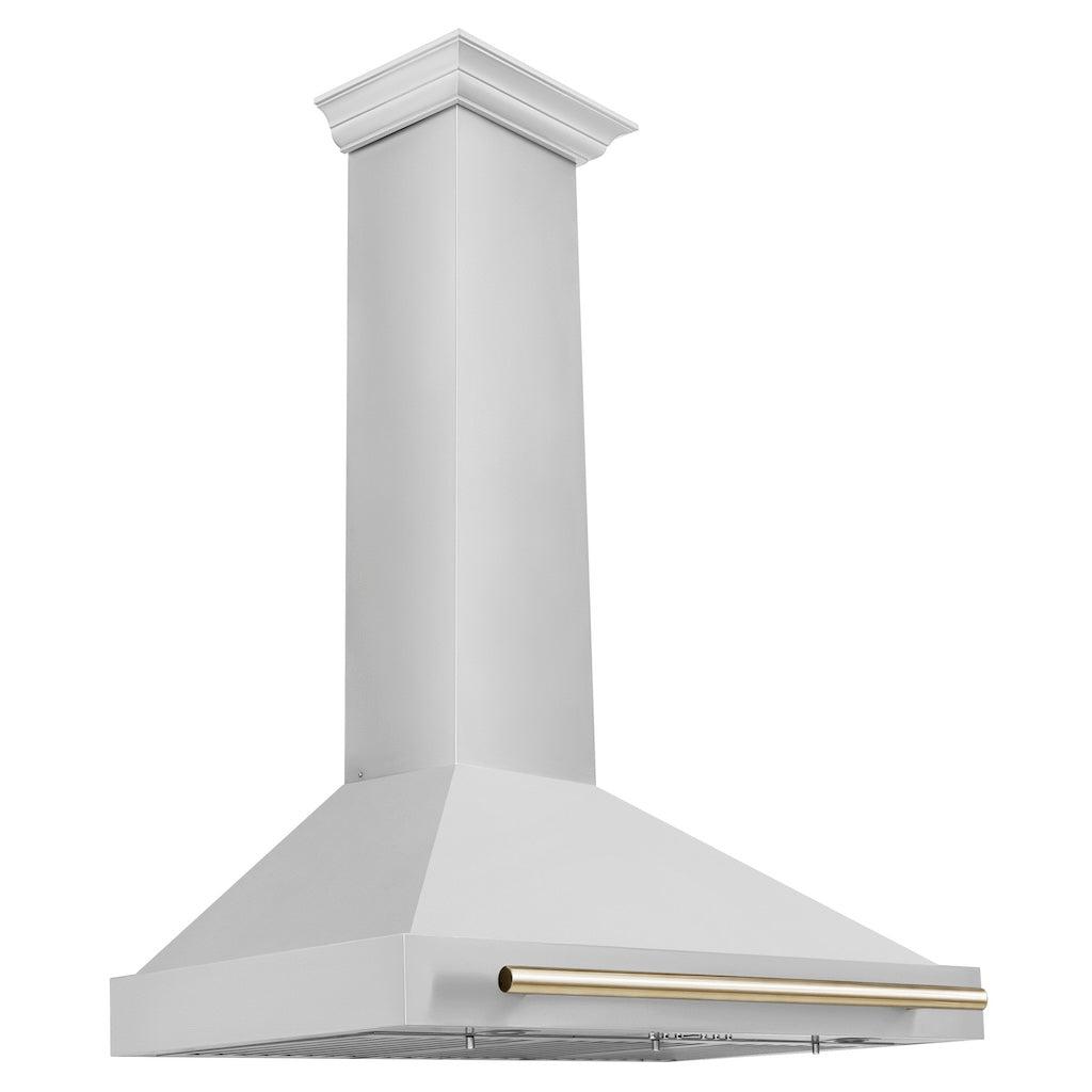 ZLINE KB4STZ G Autograph Edition Convertible Stainless Steel Range Hood with Polished Gold Accents - Professional Kitchen Ventilation for Modern Homes
