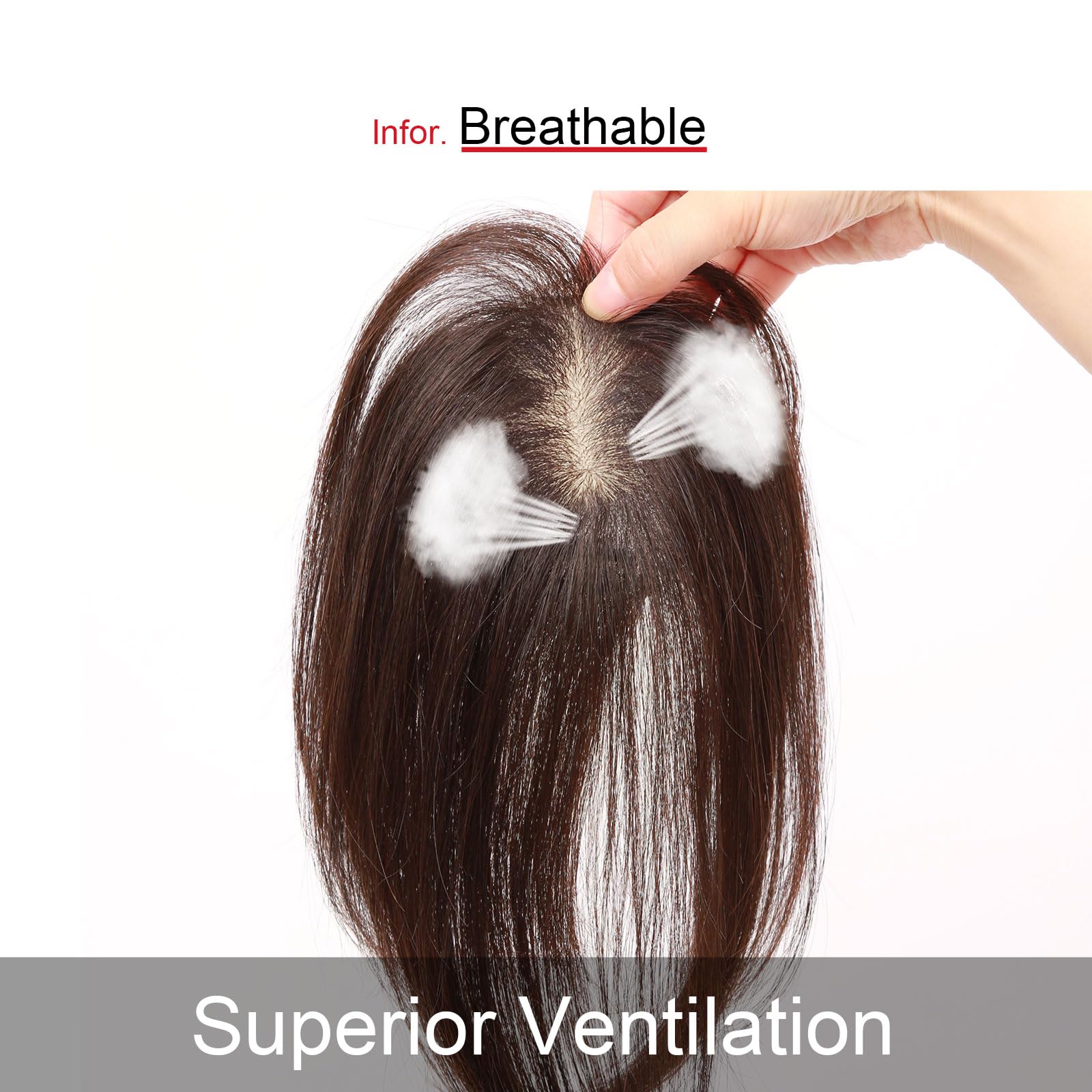 100% Human Hair Topper for Women - Handmade Clip-In Hair Piece for Thinning Hair & Hair Loss | 20CM BL Natural Black | Perfect for Daily Wear, Special Occasions & Hair Volume Boost