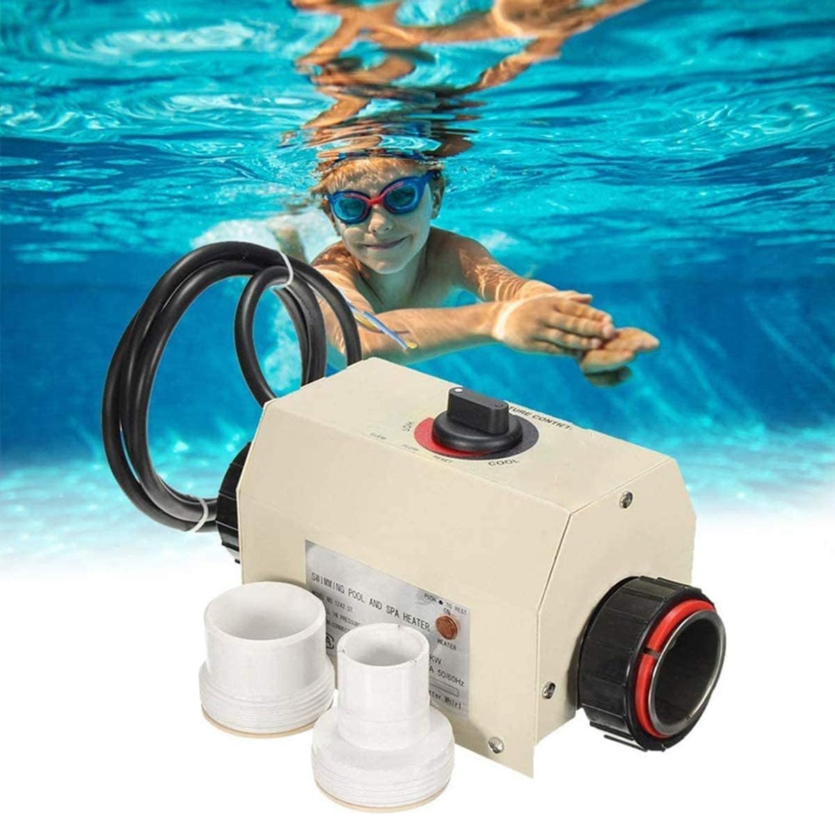 Energy Efficient Electric Swimming Pool Heat Pump for Above Ground Pools up to 2000 Gallons - 12,000 BTU/hr Max Output with Titanium Heat Exchanger - 110V~120V/60Hz - Perfect for Extending Swimming Season and Maintaining Comfortable Water Temperature