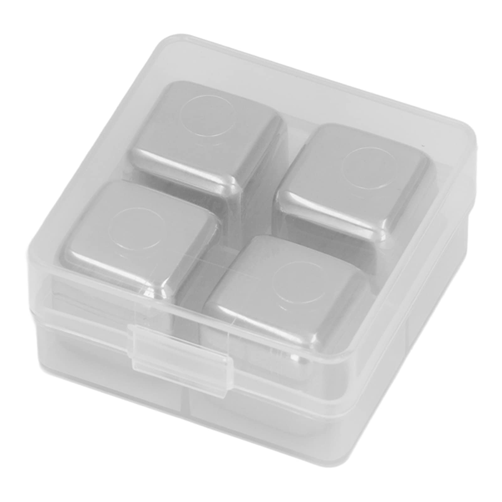 4Pcs Stainless Steel Whiskey Stones - Reusable Ice Cubes for Chilling Whiskey, Bourbon & Scotch with Storage Box | Perfect for Home Bar, Parties, Restaurants & Kitchen | No Dilution, Keep Drinks Cold