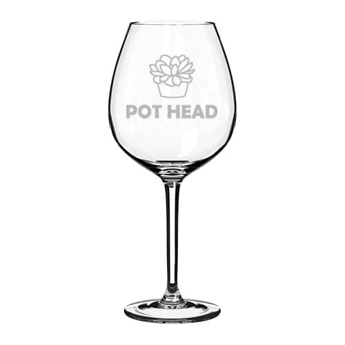 20 oz Jumbo Wine Glass Goblet with Funny Pot Head Design - Perfect for Succulent Plants, Unique Gift for Stoners & Plant Lovers (Great for Home Decor, Parties & Cannabis Enthusiasts)