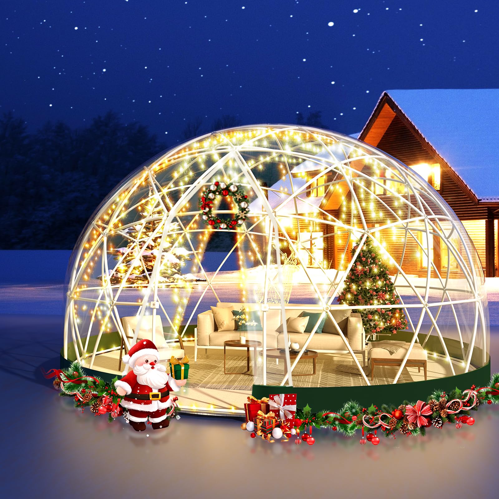 12x7.2FT Clear PVC Garden Dome Igloo Tent - Waterproof Outdoor Bubble Greenhouse with Window for 4-8 People | Perfect for Camping, Parties, Weddings, Backyard Events & Winter Garden Protection