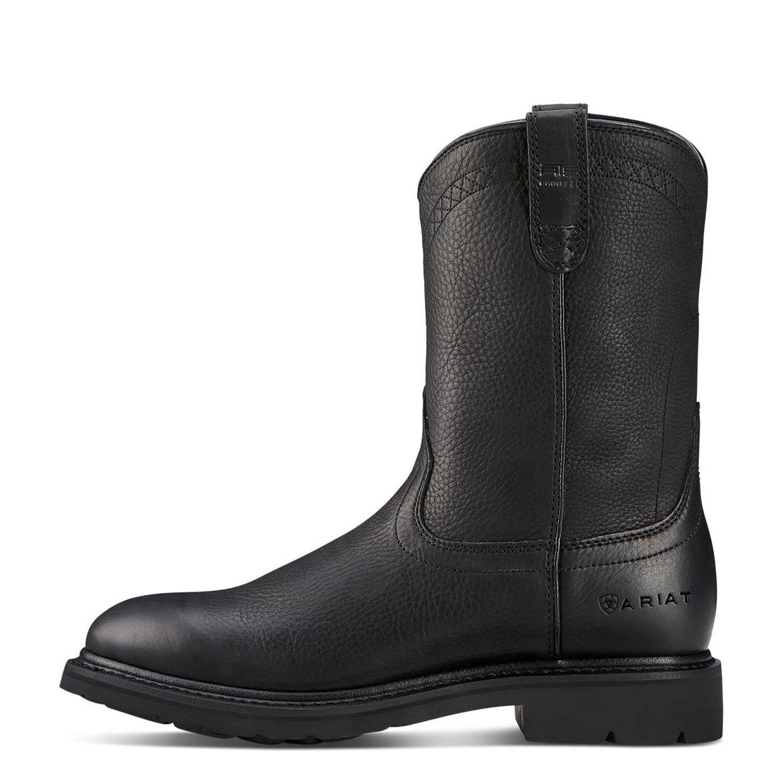 Sierra Soft Toe Boots for Men - Comfortable Black Work Boots with Cushioned Insoles - Ideal for Construction, Hiking & Outdoor Activities