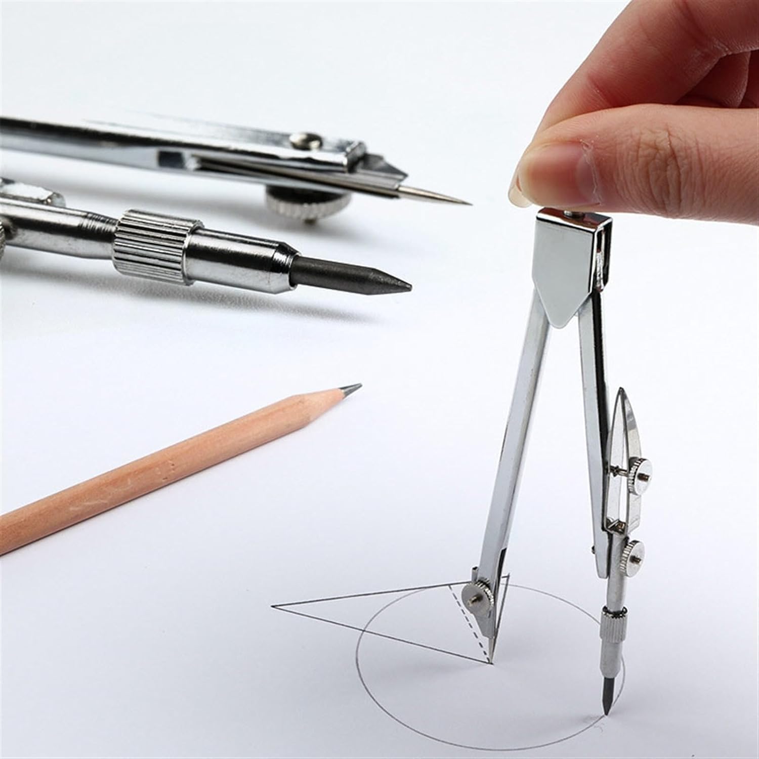 Professional Math Compass Geometry Set with 2 Refill Leads & Durable Storage Case - Precision Drafting Tools for Students, Engineers, Architects - Perfect for Classroom, Technical Drawing & Engineering Design
