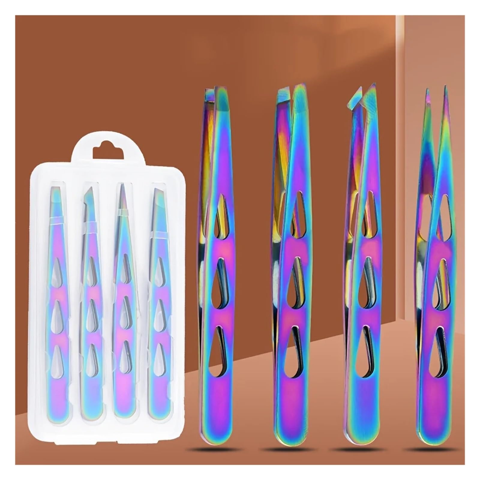 Professional Eyebrow Tweezers Set - Stainless Steel Precision Tweezers for Brow Shaping, Beard Plucking & Eyelash Extension Application | Perfect for Home Grooming, Salon Use & Travel Makeup Kit