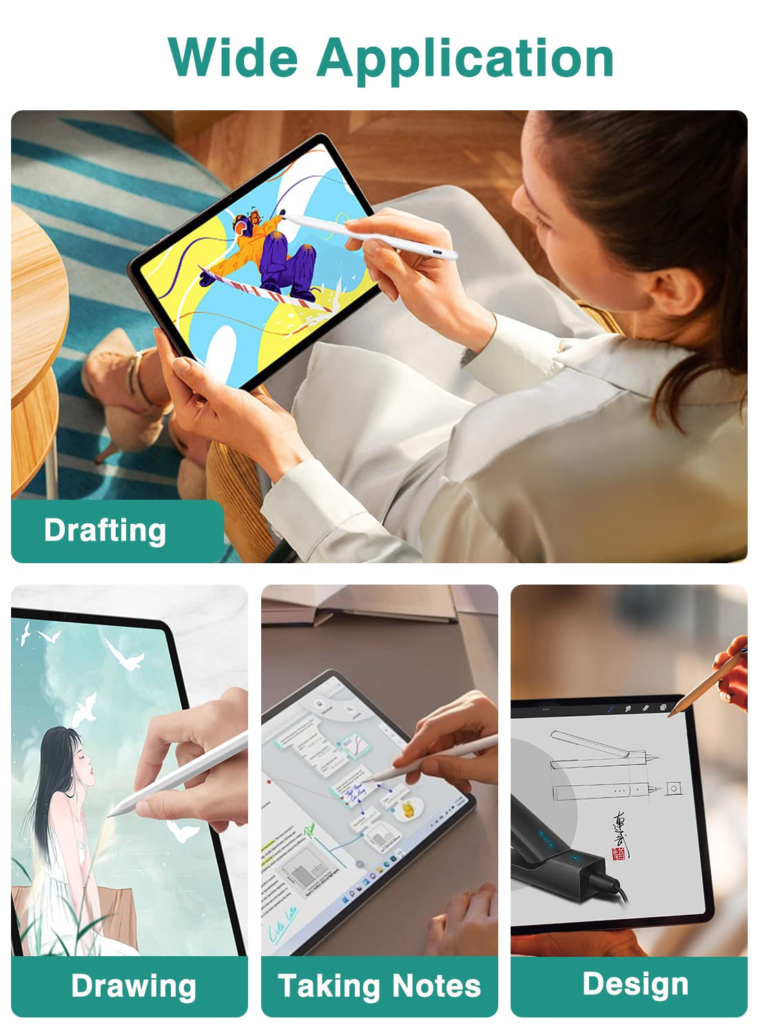 Fast Charging Stylus Pen for iPad - Compatible with iPad 10th Gen, iPad Pro 11/12.9