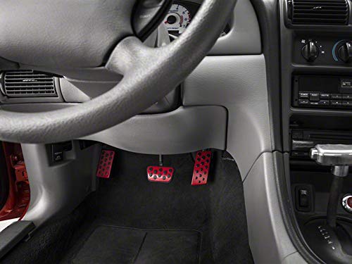 Bullitt Style Red Pedal Covers for 94-04 Mustang Automatic Transmission - Enhance Driving Comfort & Style