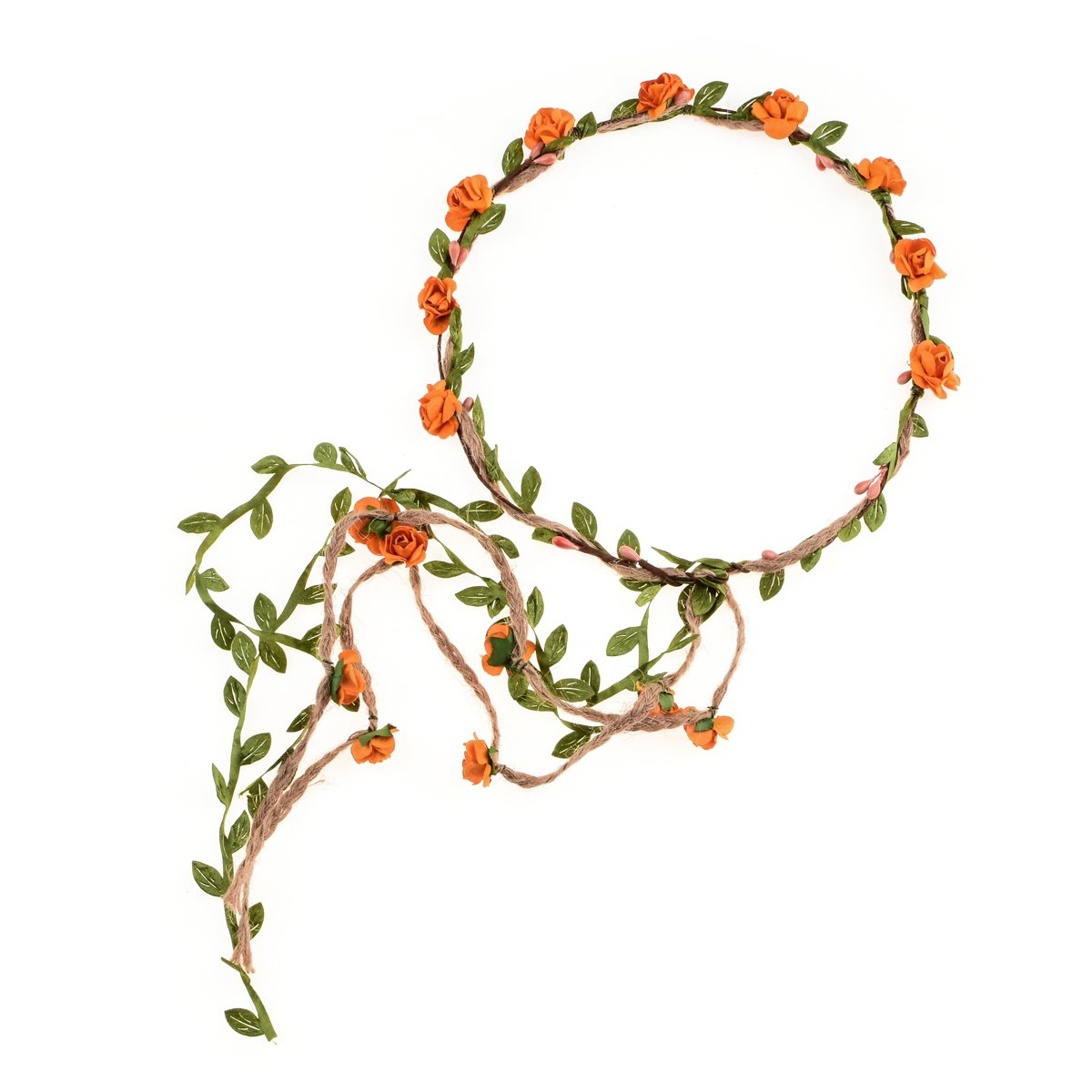 DDazzling Orange Flower Crown Floral Wreath Headband - Boho Wedding Hair Accessory, Festival Photo Prop, Spring Party Decor, Bridal Shower Gift