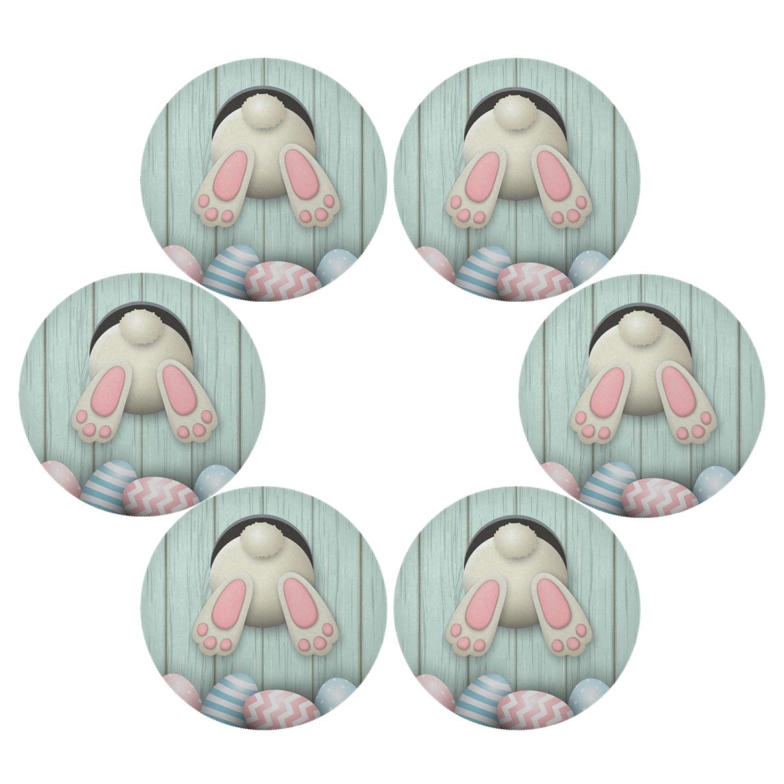 Easter Bunny Eggs Round Placemats Set of 6 - Washable Kitchen Table Mats for Holiday Dining & Spring Decor | Perfect for Easter Brunch, Family Gatherings & Festive Table Settings