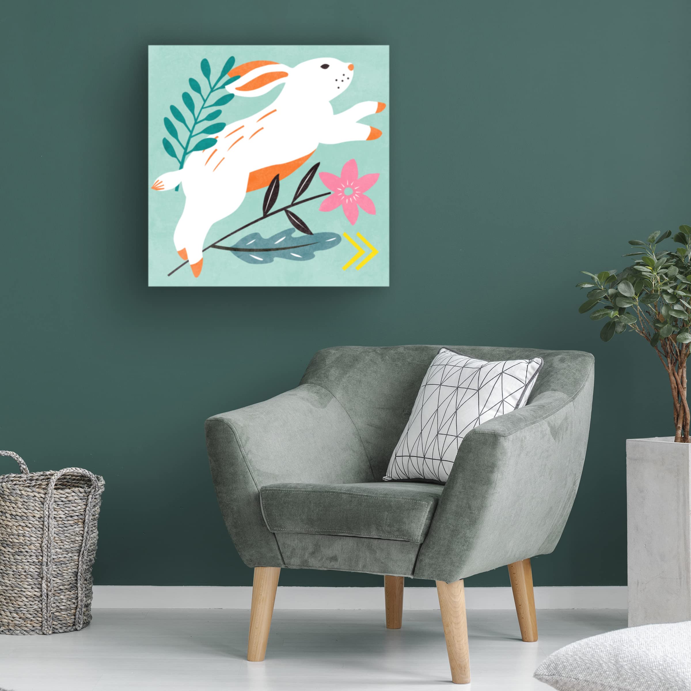Trademark Fine Art 'Easter Bunnies I' Canvas Wall Art by Melissa Wang - 35x35 Inches Square Modern Home Decor for Living Room, Bedroom, Nursery & Easter Gift
