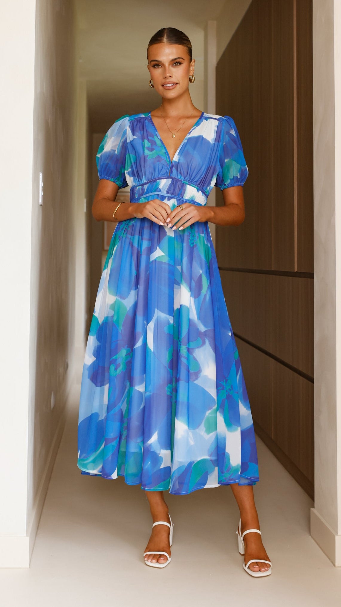 Ilah Maxi Dress for Women - Flowy Blue & Green Summer Beach Dress | Perfect for Vacations, Parties & Casual Outings