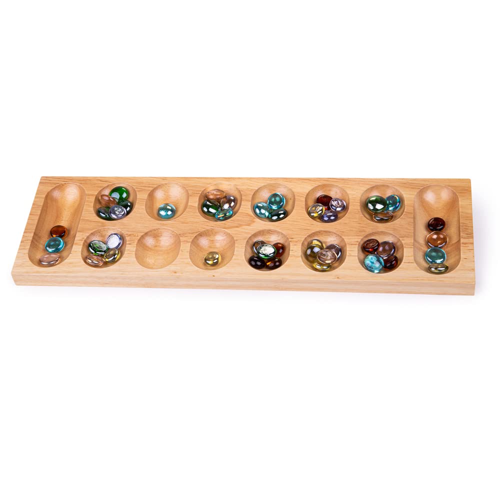 Bigjigs Toys Wooden Mancala Board Game - Classic Strategy Game for Kids & Family - Perfect for Indoor Play, Travel, and Educational Fun