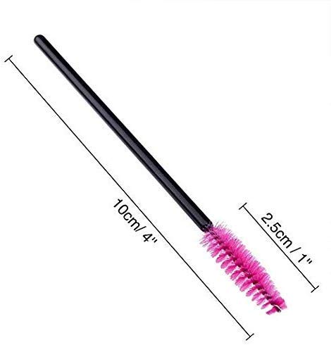 50 PCS Disposable Eyelash Brushes & Mascara Wands - Rose Red Cosmetic Makeup Brush Kit for Eyelash Extension, Eyebrow Styling & Professional Salon Use
