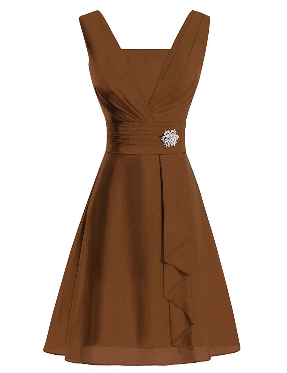 Elegant Chiffon V-Neck Mother of The Bride Dress - Short Wedding Guest Gown for Women - Perfect for Weddings, Parties & Special Occasions