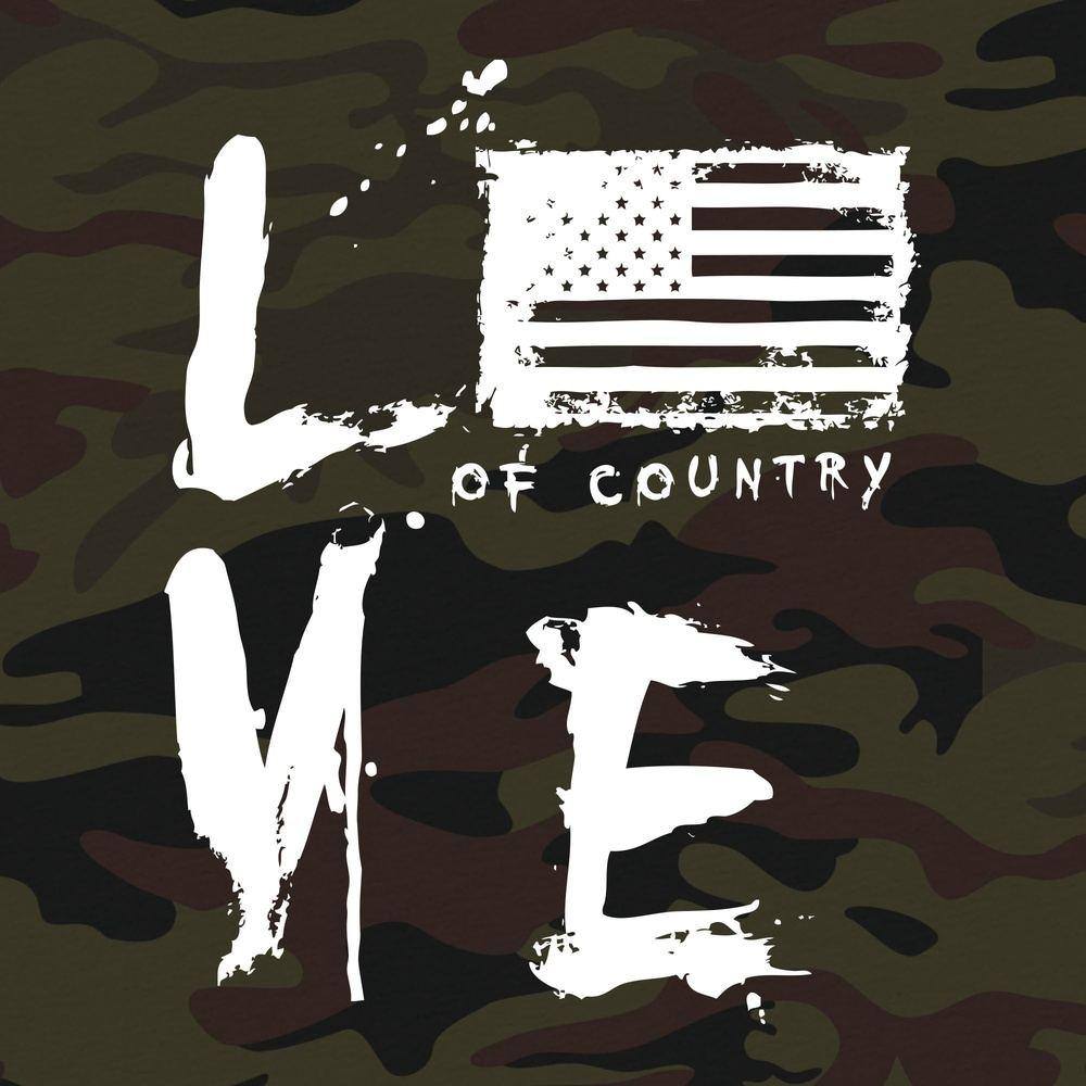 Patriotic Women's Love of Country T-Shirt - Woodland Camo Design | Perfect for 4th of July, Veterans Day & Outdoor Adventures