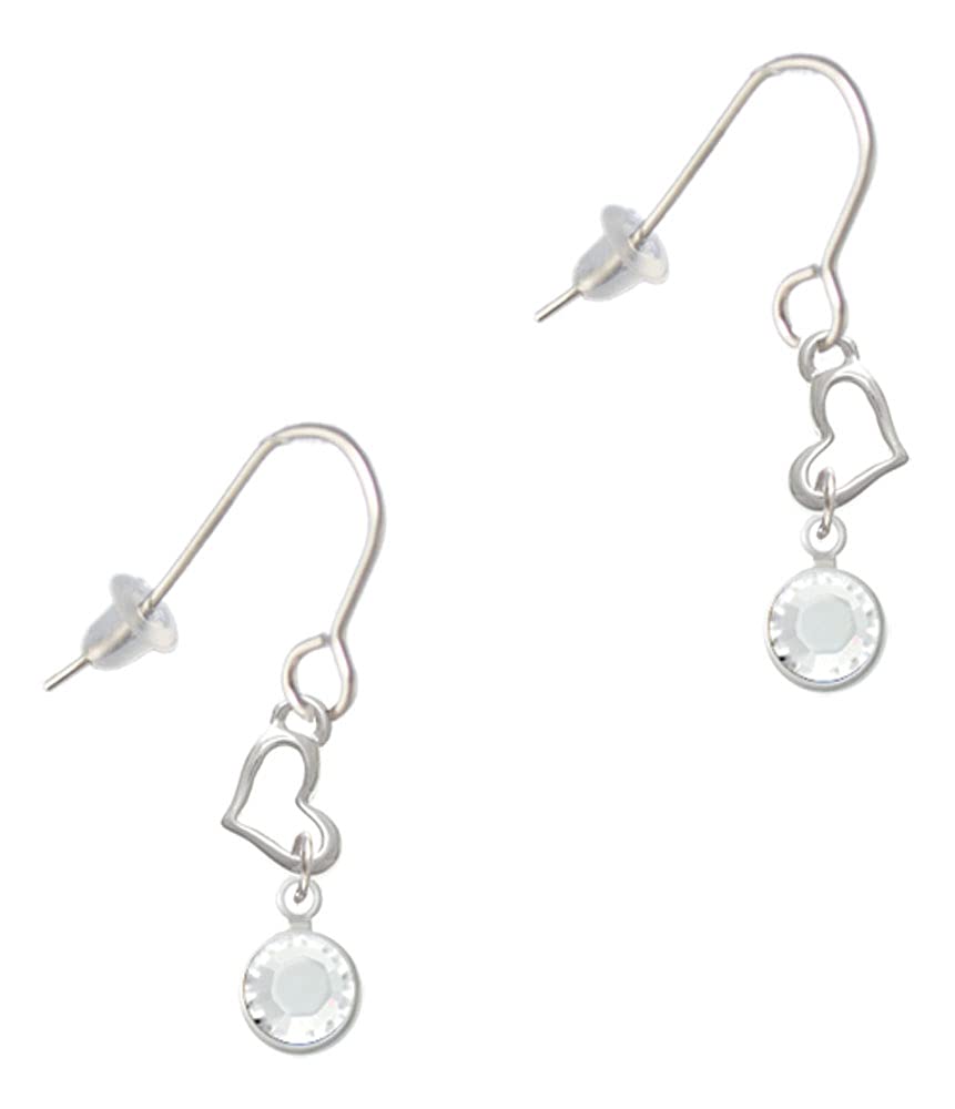 Crystal Heart French Earrings - Elegant Drop Jewelry for Women