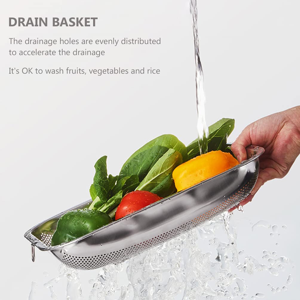 Stainless Steel Square Kitchen Strainer Colander Basket - Durable Fruit & Vegetable Washing Bowl for Mixing, Draining, and Food Prep - Perfect for Salad Making, Pasta Draining, and Kitchen Organization