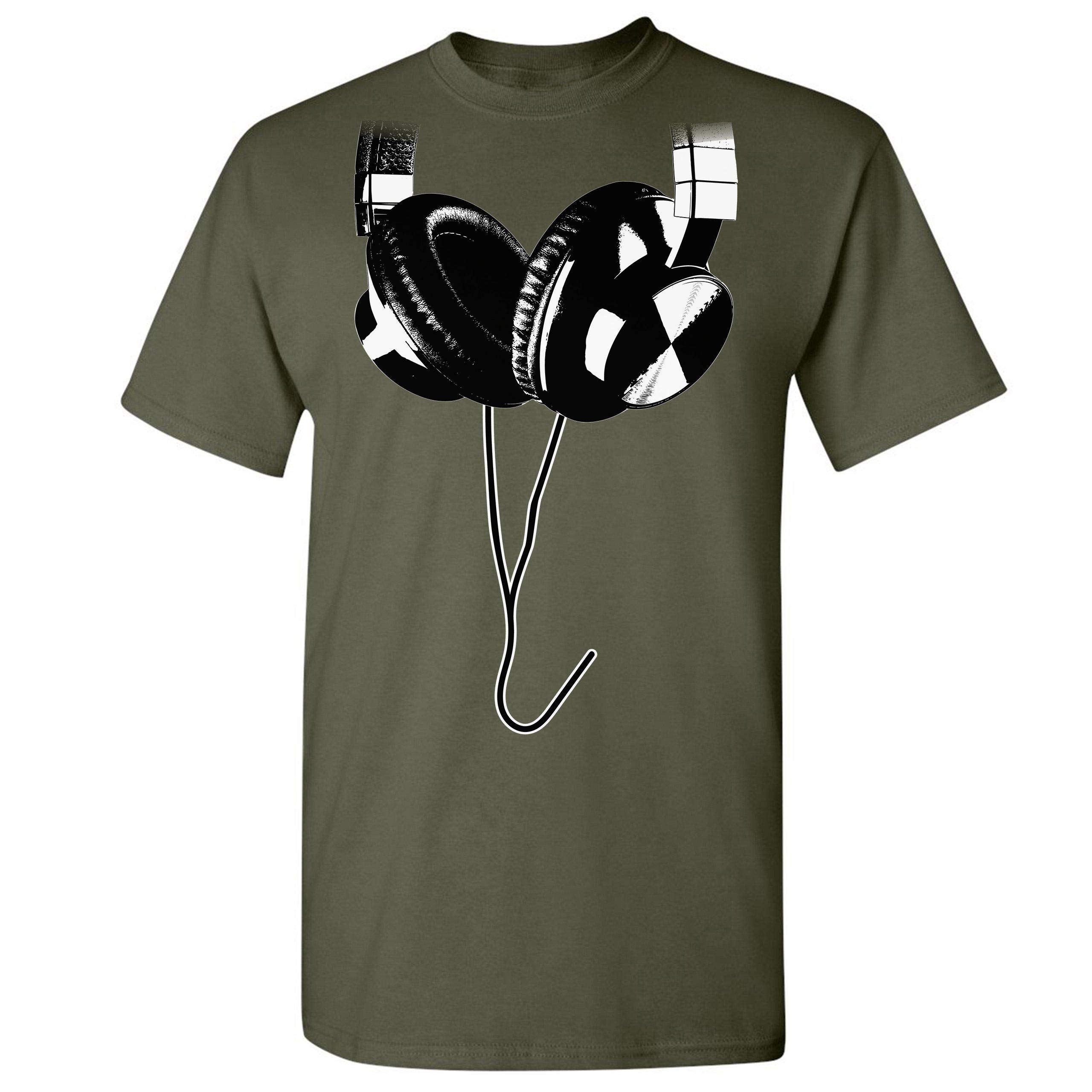 DJ Music T-Shirt with Huge Hanging Headphones Design - Trendy Graphic Tee for Music Lovers, DJs & Festival Goers - Perfect for Concerts, Raves & Casual Wear
