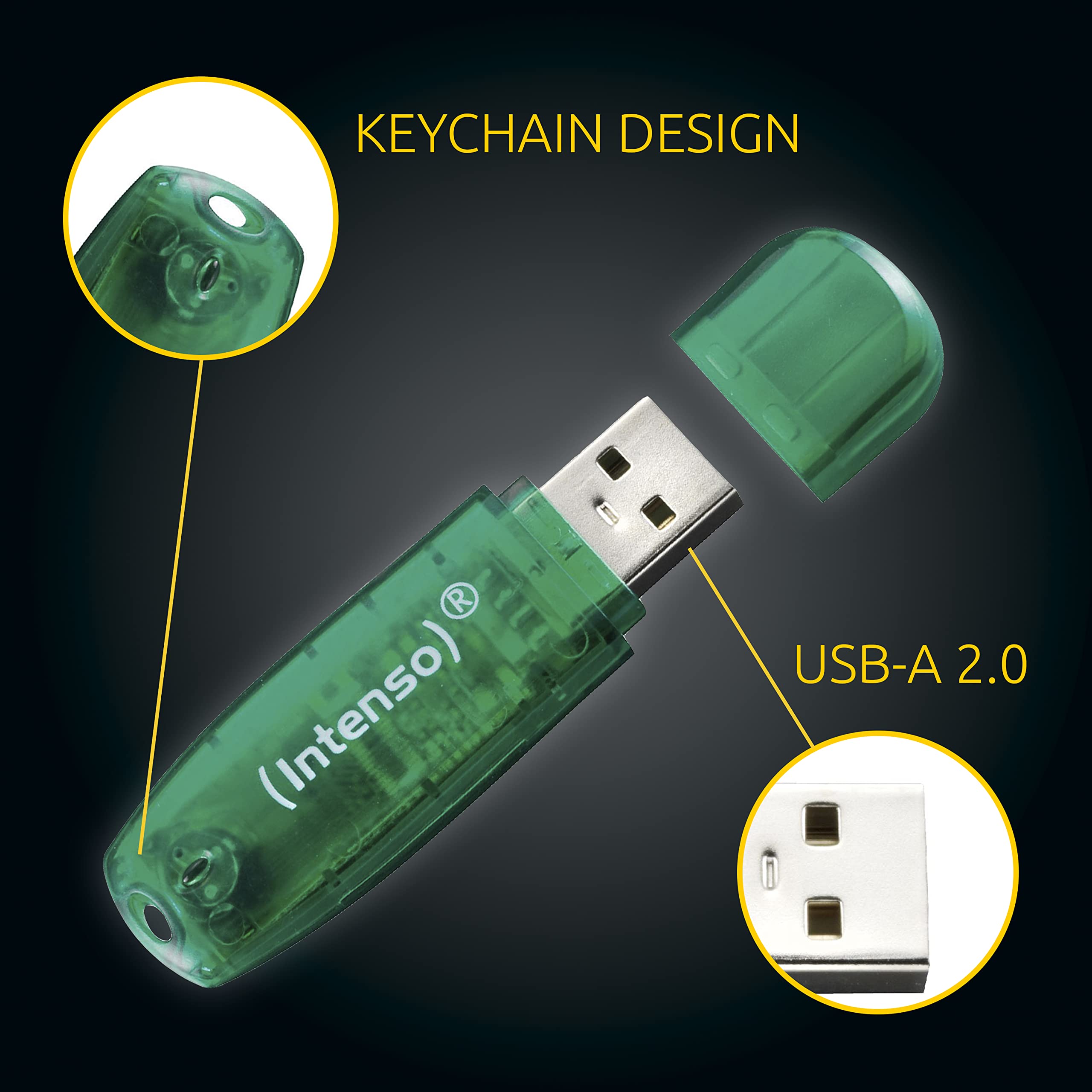 Intenso 8GB USB 2.0 Flash Drive - Rainbow Transparent Green Memory Stick for Data Storage, File Transfer - Perfect for School, Office, Travel & Backup