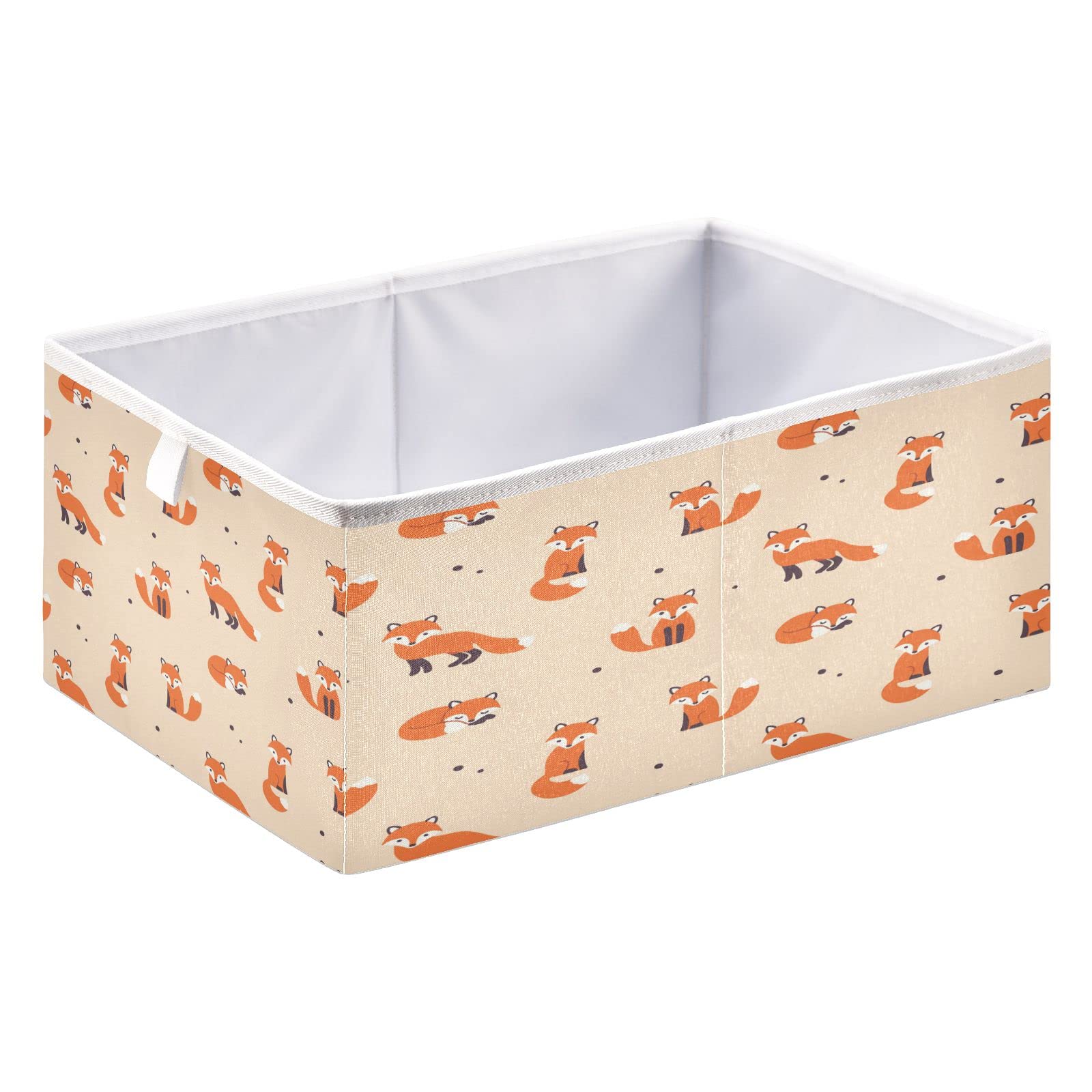 Bolaz Fox Pattern Storage Cubes - Foldable Fabric Bins for Home, Kids Room, Closet & Toy Organization | Perfect for Shelves, Cabinets & Nursery Decor