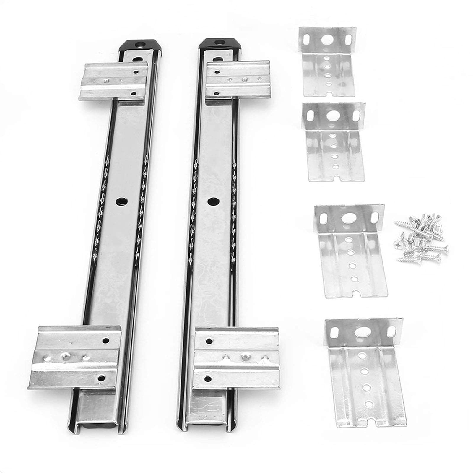 2Pcs Heavy Duty Keyboard Slide Tray - Cold Rolled Steel Computer Desk Drawer Accessories with Durable Slide Rail Bracket (White) - Perfect for Office Workstations & Home Computer Setups