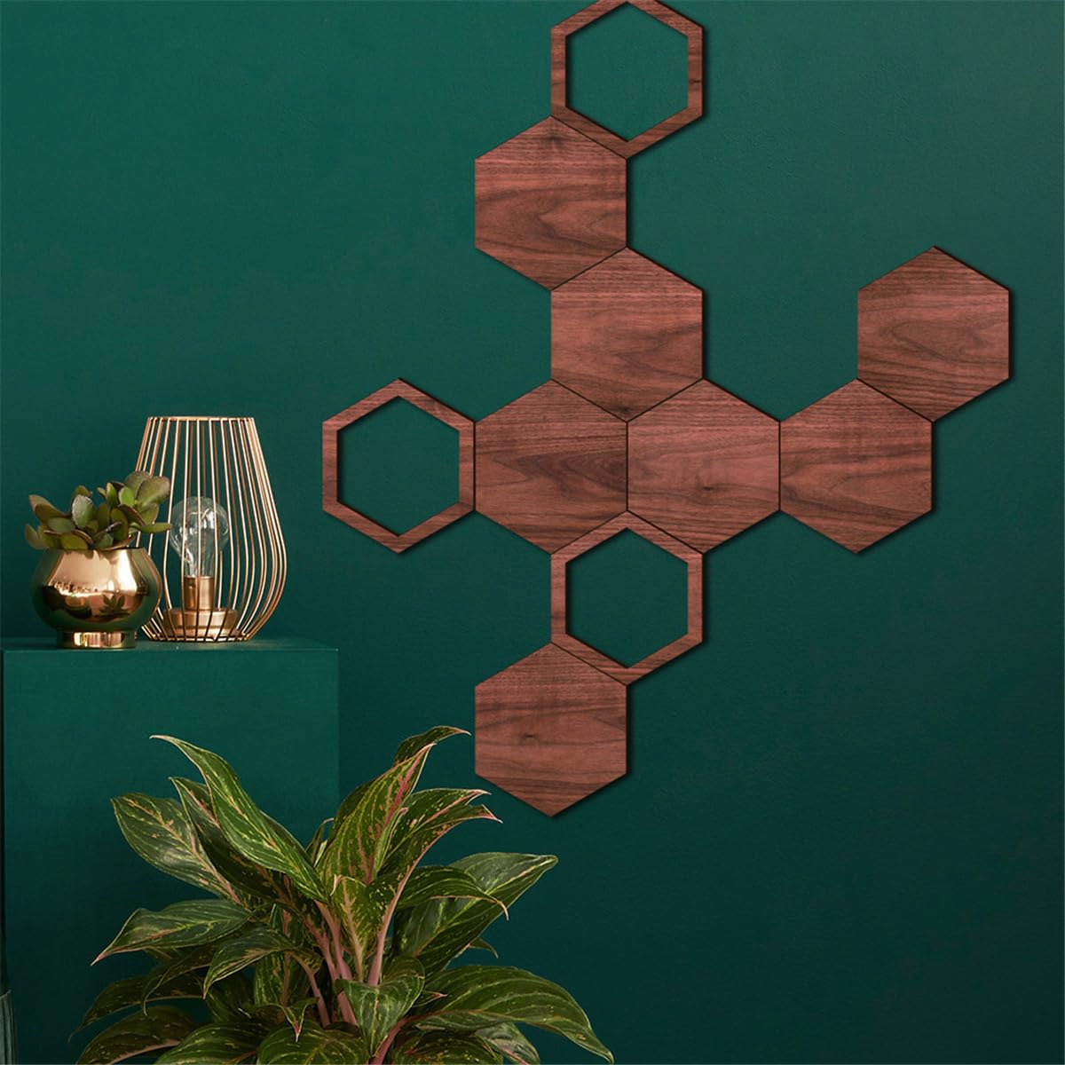 Modern Hexagon Honeycomb Wood Wall Art Panels - DIY Geometric Wooden Wall Sculpture for Home Decor, Bedroom, Living Room, Kitchen & Office - Handcrafted Natural Wood Wall Decor for Boho, Farmhouse & Contemporary Interiors