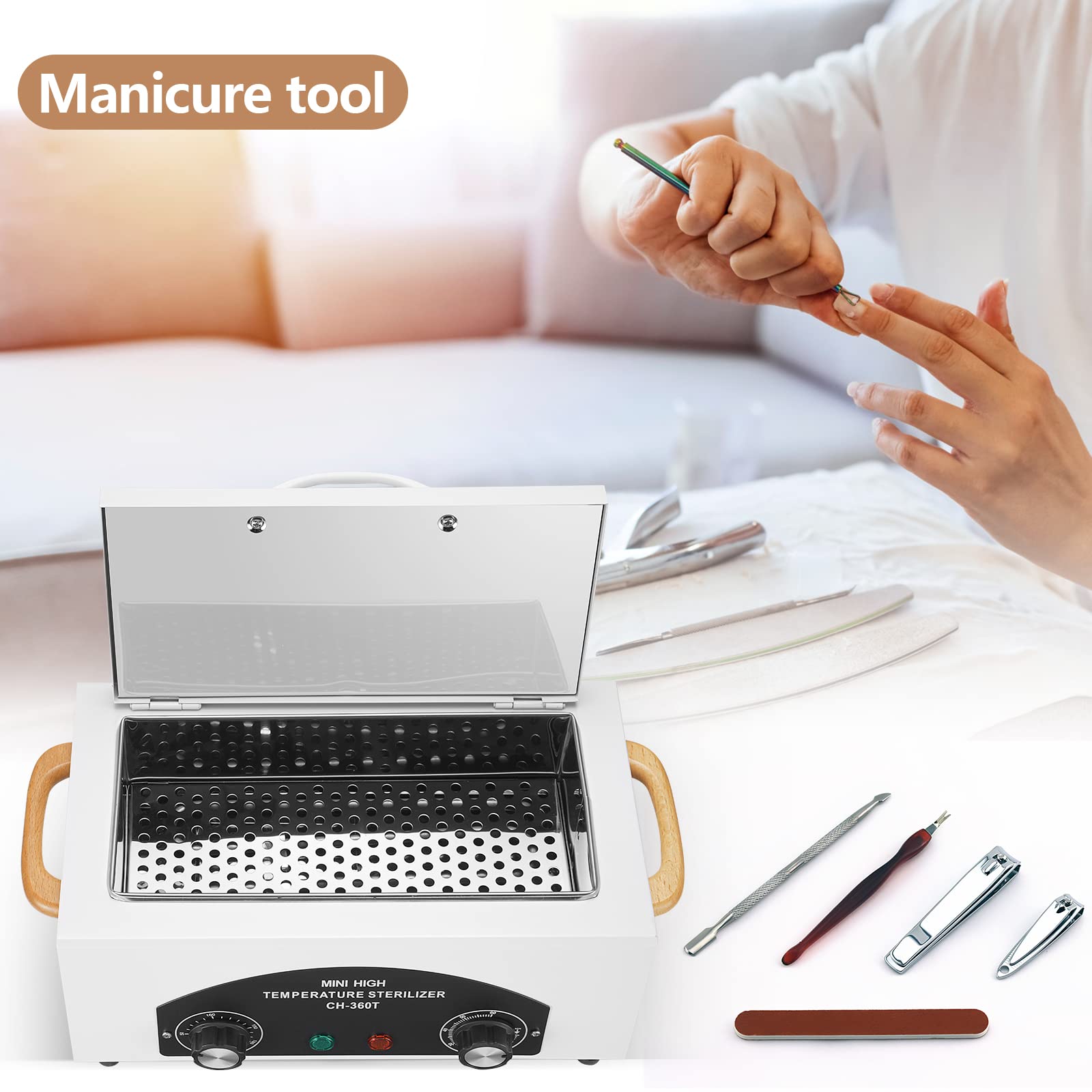 110V 300W High Temperature Autoclave Sterilizer Machine - 1.5L Dry Heat Nail & Dental Tool Sterilizer with Handle for Salon & Spa Equipment | Perfect for Metal Tools Disinfection in Beauty Clinics