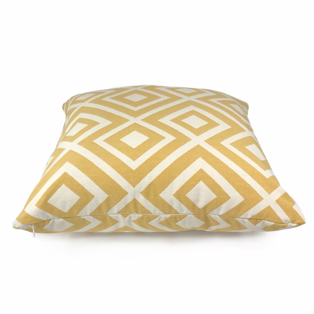 Fenwick Maize Yellow Cream Geometric Lattice Pillow Cover - Decorative Throw Pillow Case for Sofa, Bed, Couch - Home Decor Accent for Living Room, Bedroom