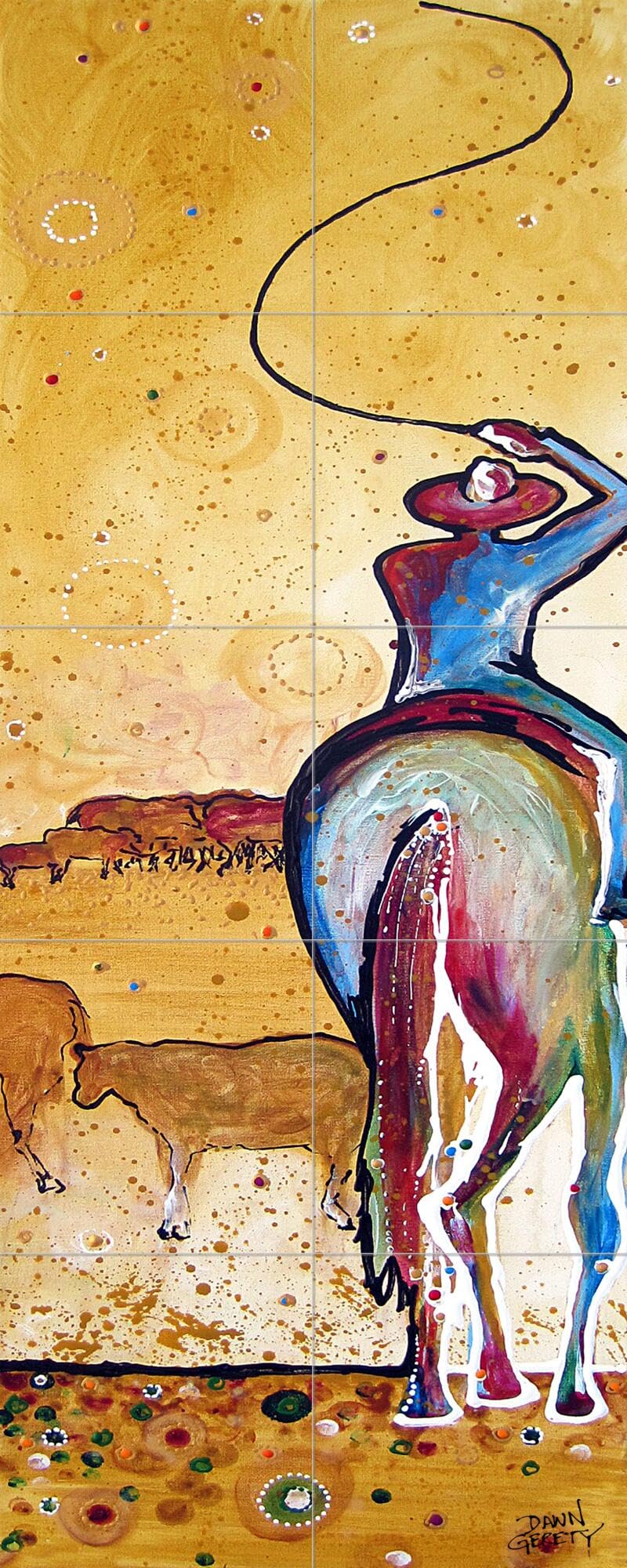 Hand-Painted Ceramic Backsplash Tile Mural - Horse & Equine Animal Design for Kitchen & Bathroom Decor - Western Australia Art by Dawn Gerety - Perfect for Western, Ranch or Farmhouse Style Homes
