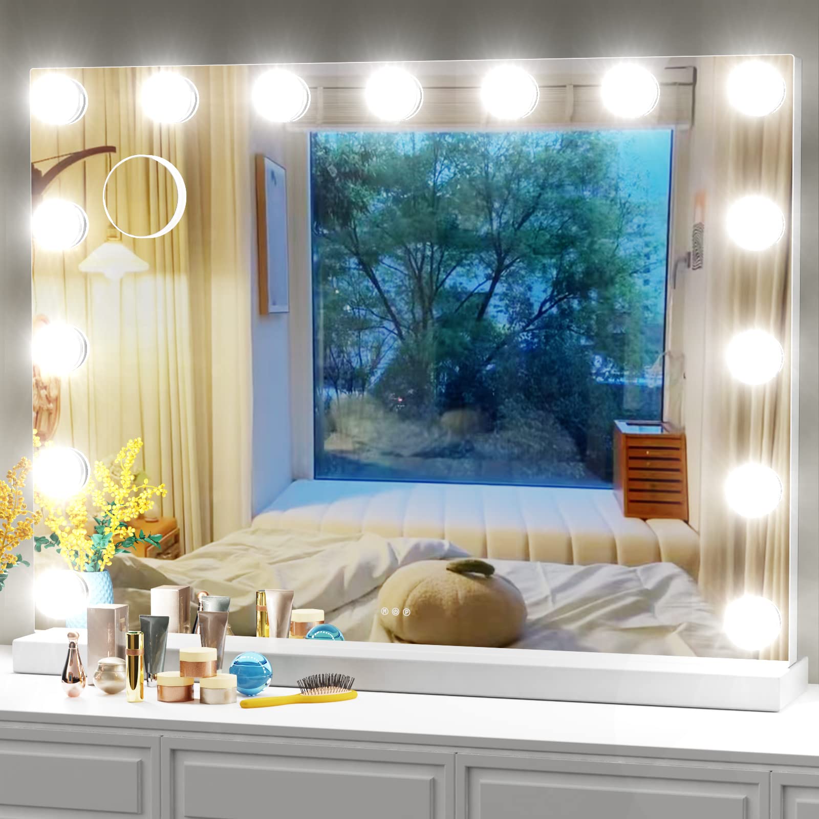 18-Pack Extra Bulbs LED Vanity Mirror with Lights - USB & Type-C Charging, 32