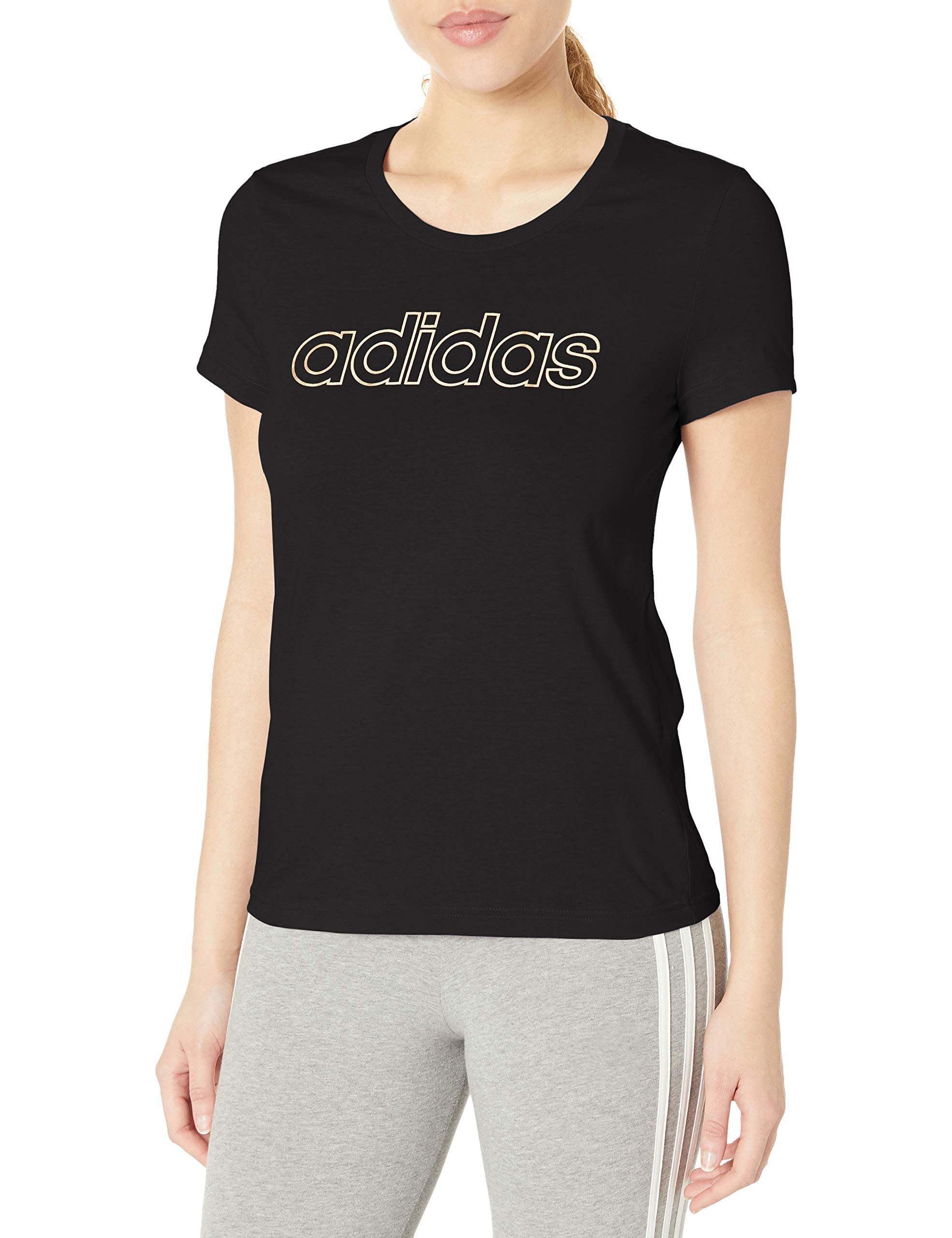 adidas Women's Essentials Classic Logo T-Shirt - Soft Cotton Casual Tee for Everyday Wear, Gym, and Lounge