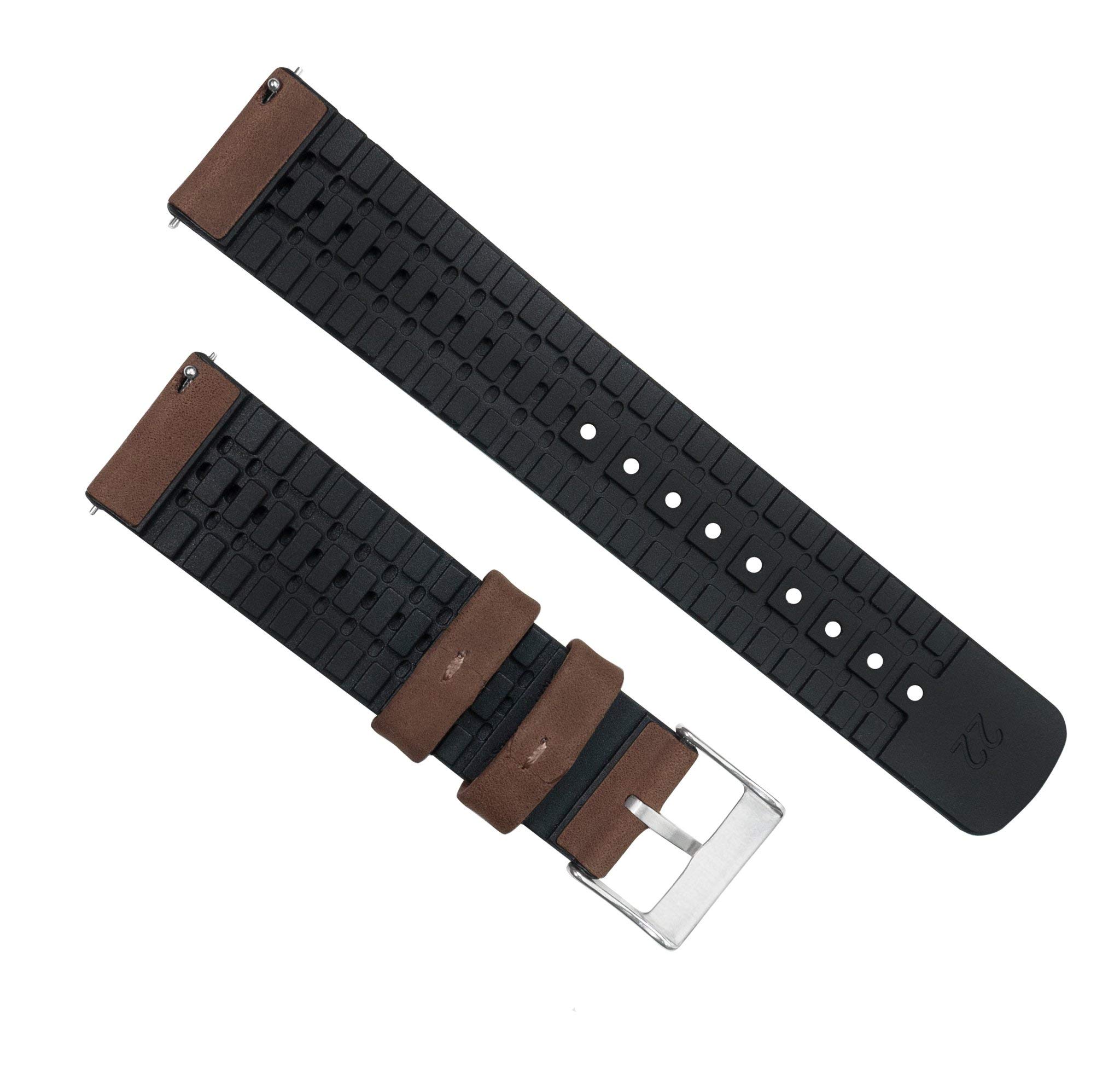 BARTON Leather Rubber Hybrid Watch Straps - Quick Release 18-22mm for Outdoor & Casual Wear
