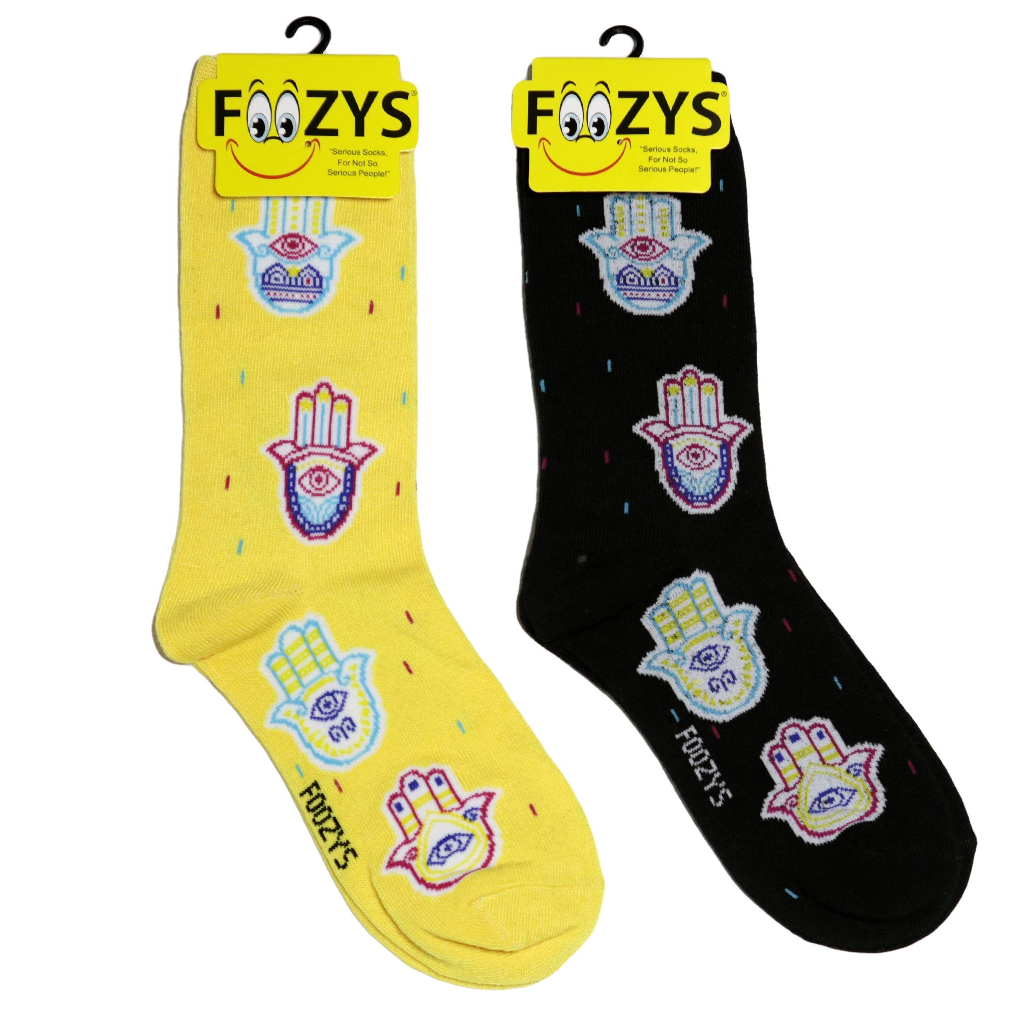 Foozys Women's Crew Socks with Hamsa Hand Design - Soft & Comfortable Novelty Socks (2-Pair Pack) - Perfect for Yoga, Meditation, and Everyday Wear