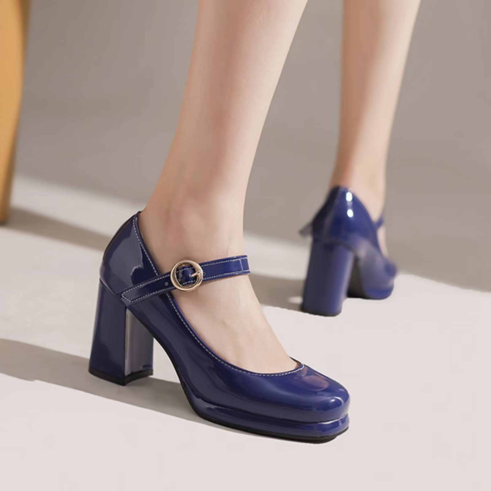 Women's Platform Block Heel Mary Jane Shoes - Round Toe Comfortable Pumps for Work, Party & Wedding (Casual & Formal Occasions)