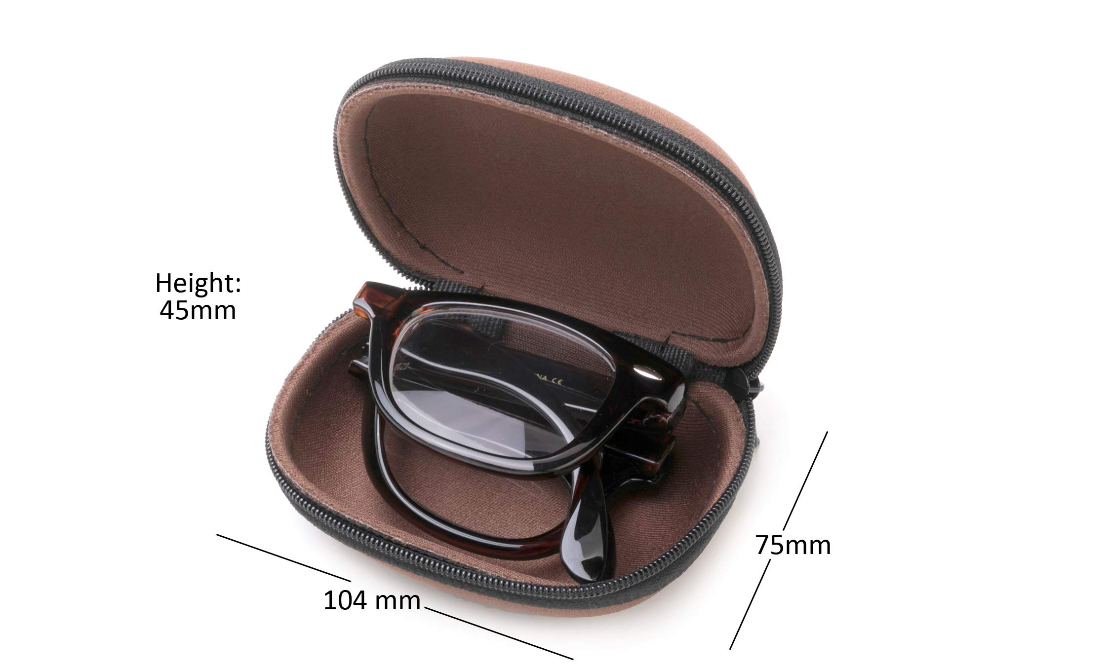 Newbee Fashion 3 Pack Folding Plastic Reading Glasses with Case - Unisex +2.50 Magnification for Men & Women - Lightweight Stylish Frames & Zippered Case - Perfect for Reading, Travel & Everyday Use