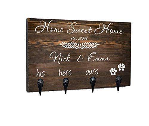 Personalized Dog Leash Holder & Custom Wall Key Holder - Unique Wedding Gift & Housewarming Present - Perfect for Entryway Organization & Pet Accessories Storage