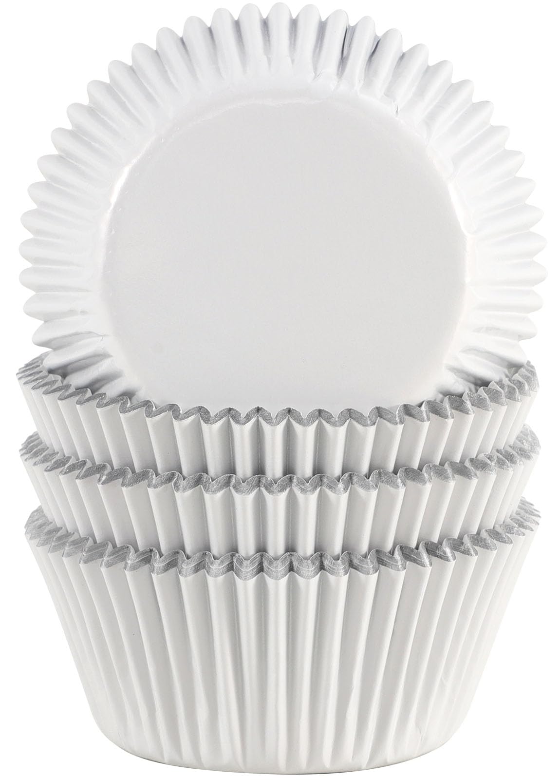 Gifbera White Foil Muffin Cupcake Liners - Standard Size Baking Cups (100 Count) - Perfect for Baking, Party Decorations & Dessert Displays