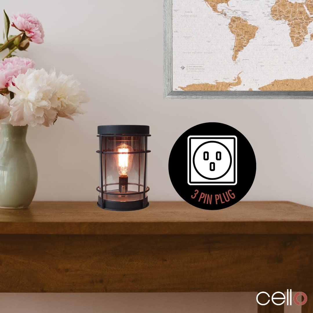 Premium Cello Black Smoke Edison Electric Wax Warmer with Spiced Citrus Scented Wax Melts - Aromatherapy Home Decor for Living Room, Bedroom & Office Relaxation