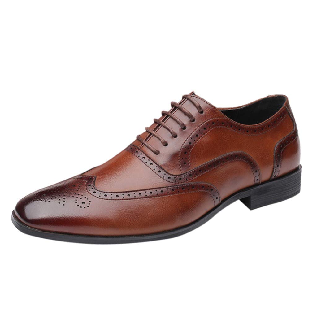 Thyone Men's Wingtip Oxford Dress Shoes - Classic Formal Business Leather Shoes for Men | Non-Slip Lace-Up Design | Wedding & Office Wear | British Style Leather Shoes for Outdoor & Summer Casual Occasions