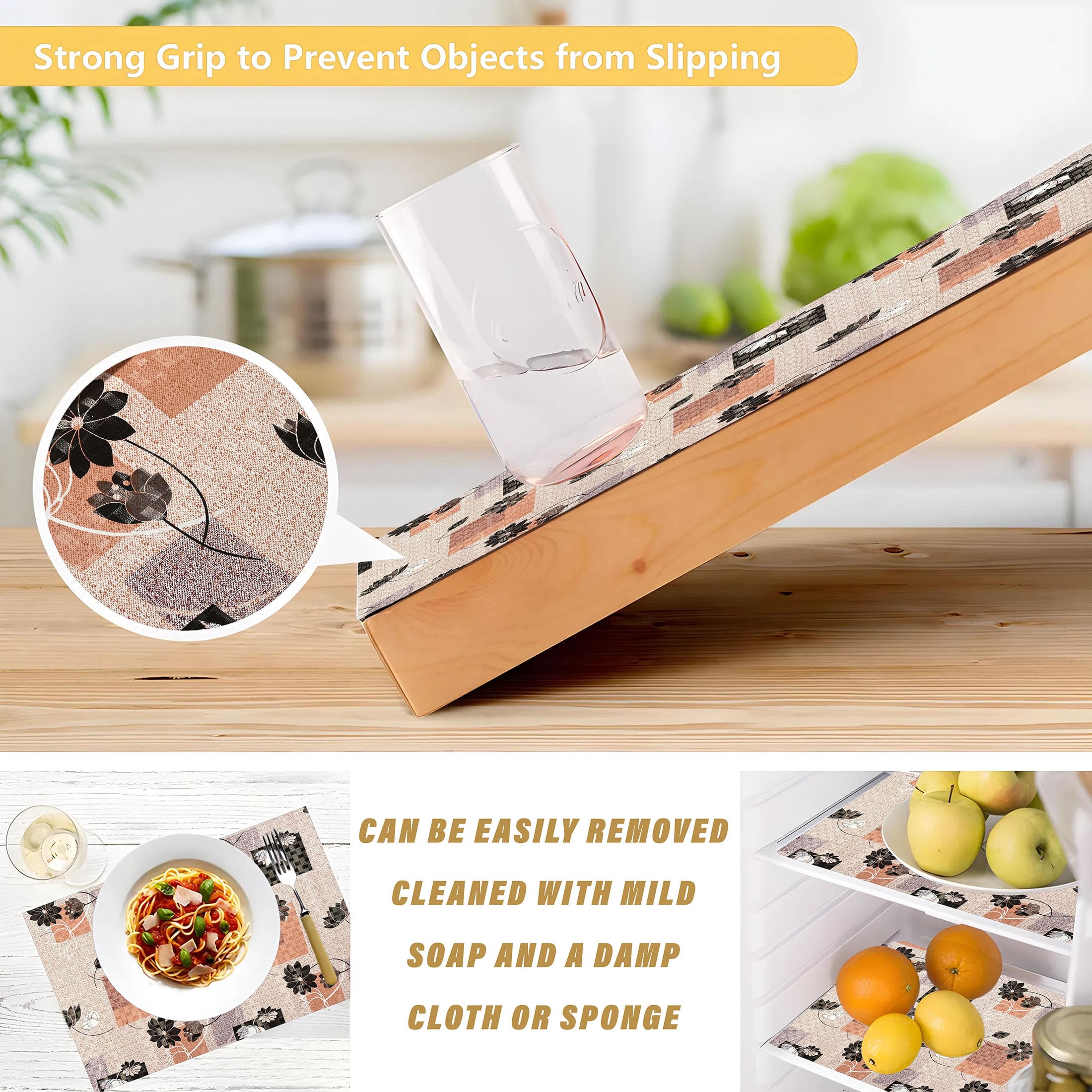 Kuber Industries Rose Design PVC Drawer Liner - Non-Slip Kitchen & Wardrobe Shelf Mat, 10 Meter Roll (Multi-Color) - Perfect for Organizing Cabinets, Drawers, and Shelves