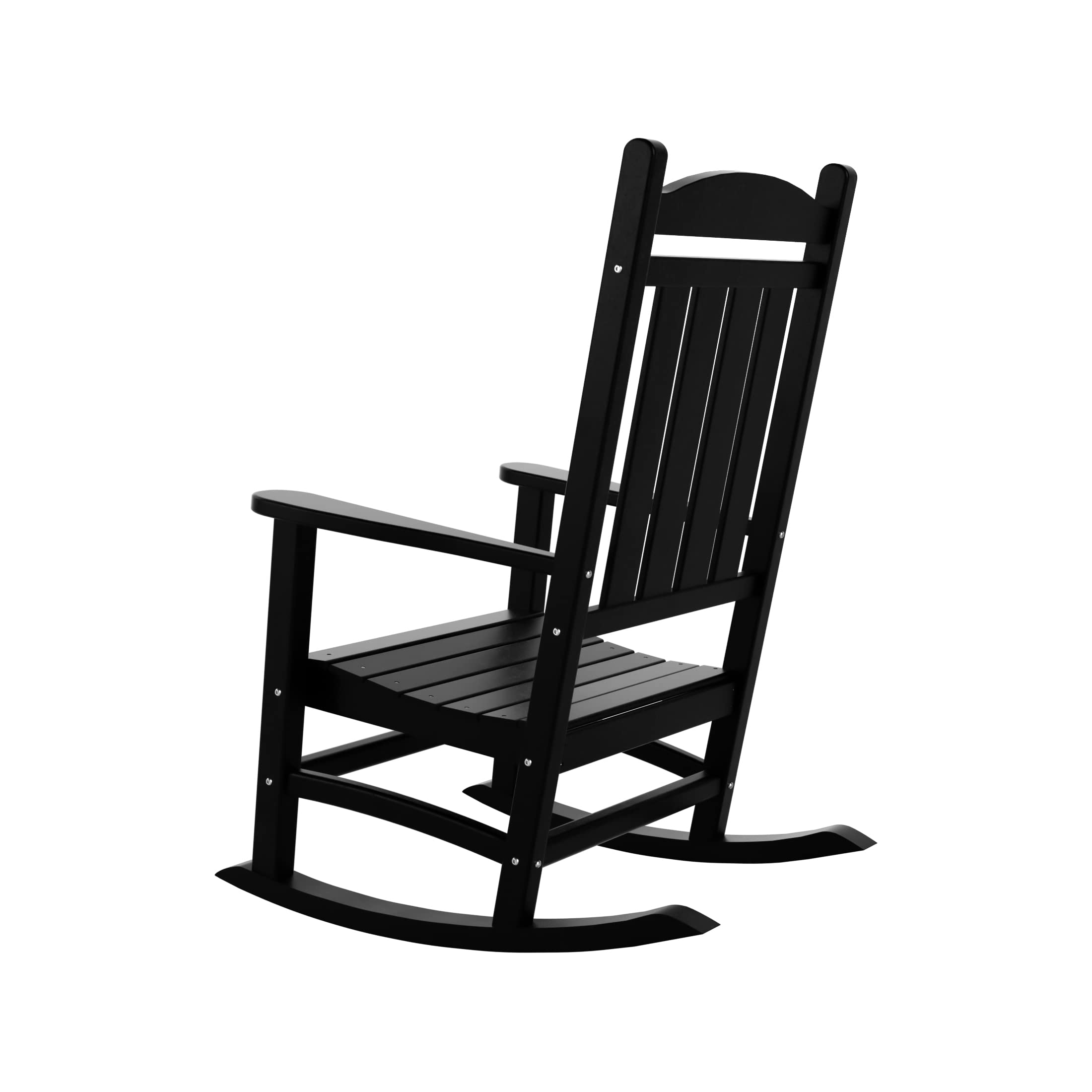 WO Home Furniture 4-Piece Patio Rocking Chair Set - Traditional Outdoor HDPE Rocking Chairs with UV & Weather Resistance (Black) - Perfect for Backyard, Garden, Porch & Poolside Relaxation