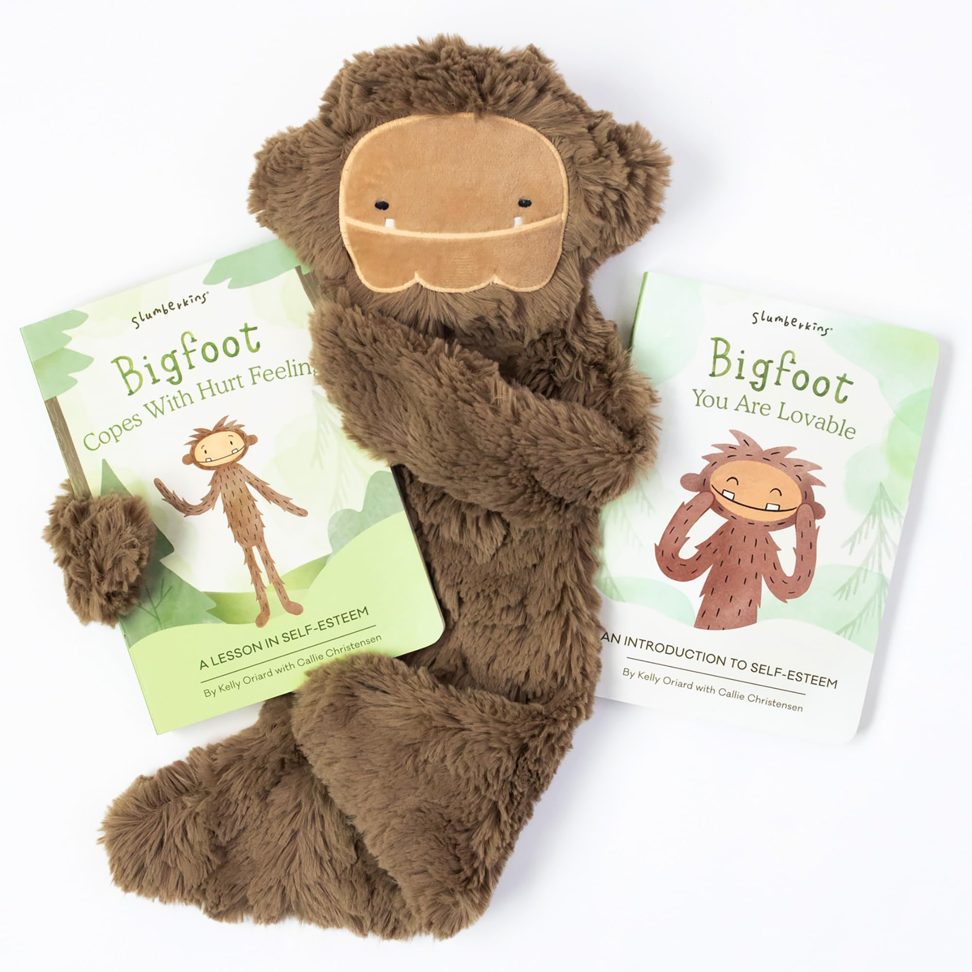 Slumberkins Bigfoot Snuggler Plush Toy & 2 Board Books Set for Kids Ages 0+ | Soft Cuddly Stuffed Animal & Storybooks to Boost Self-Esteem & Emotional Learning | Perfect for Bedtime, Playtime & Building Positive Relationships