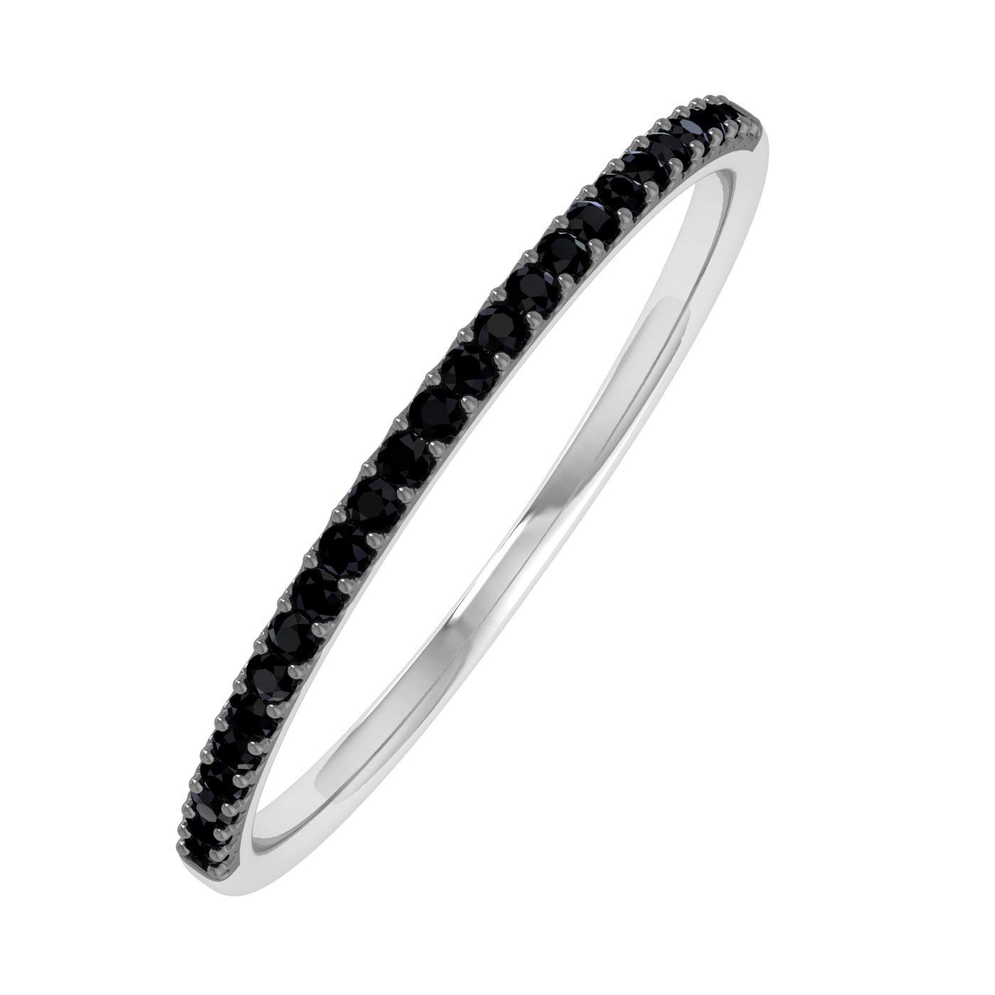 0.08 Carat (ctw) 10K Gold Round Black Diamond Stackable Ring for Women - Elegant Anniversary & Wedding Band, Perfect for Stacking, Gift Giving & Everyday Wear